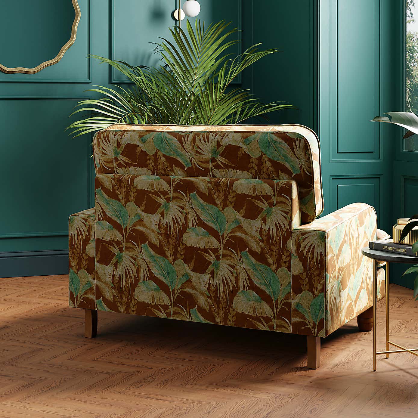 Beatrice Luxe Palm Velvet Snuggle Chair