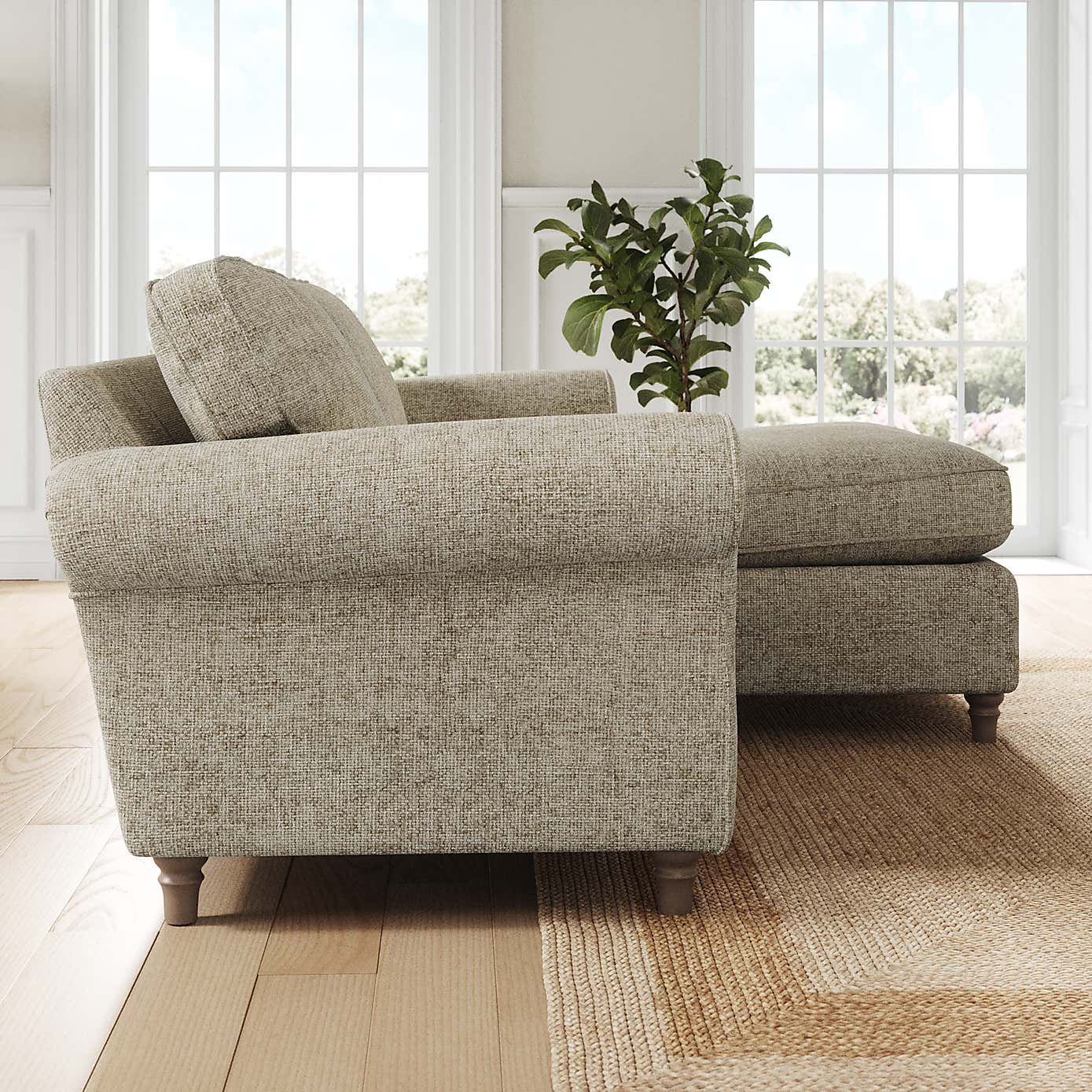 Flori Corner Chaise Sofa, Chunky Chenille