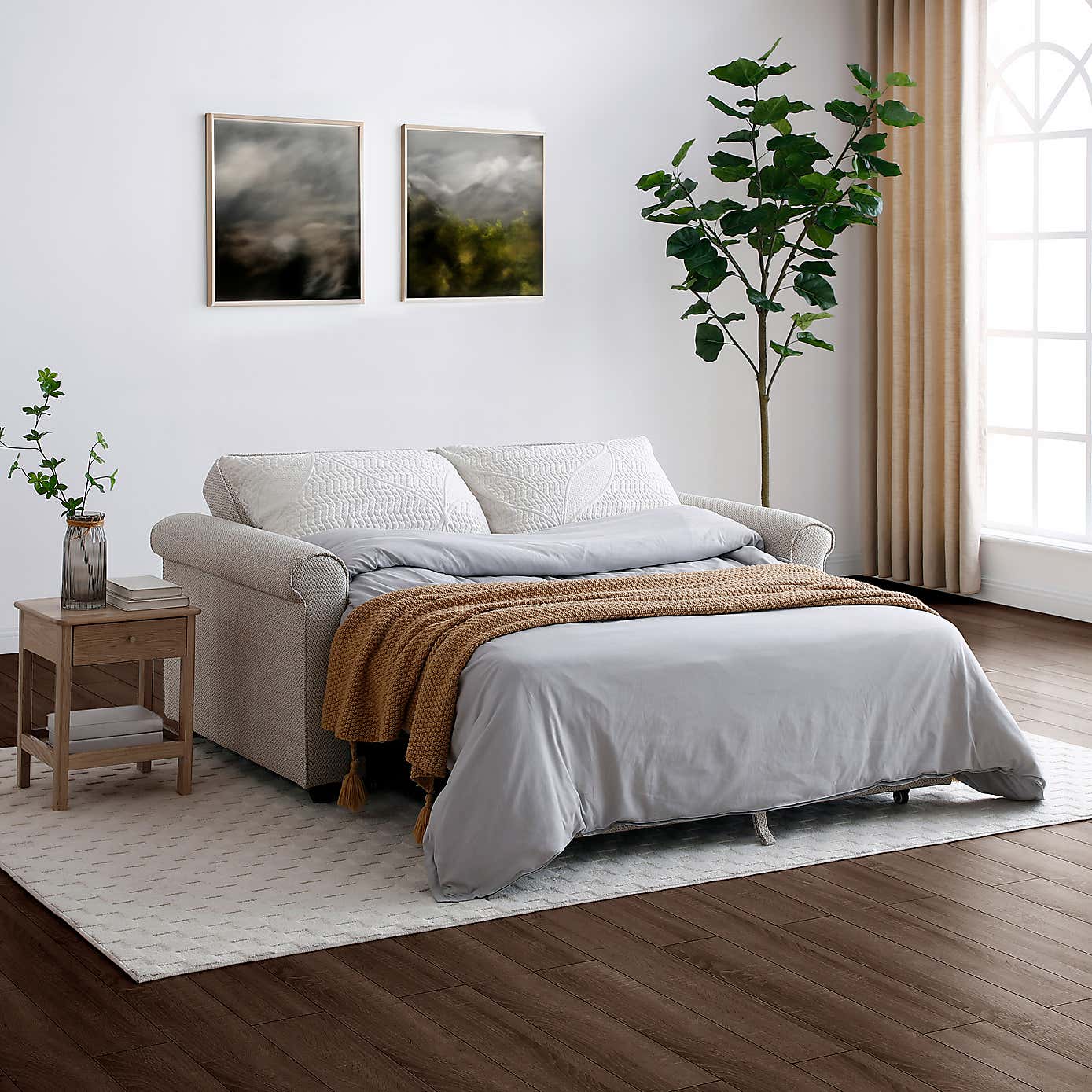 Kayden Fabric 2 Seater Scroll Arm Sofabed