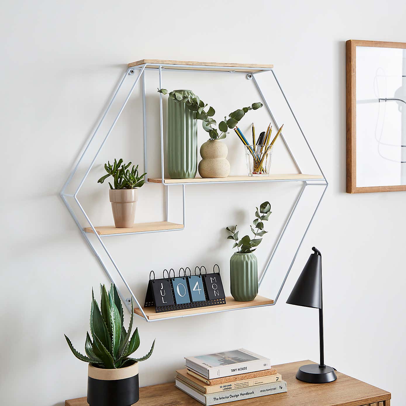 Hexagon Industrial Wall Shelf Storage Unit