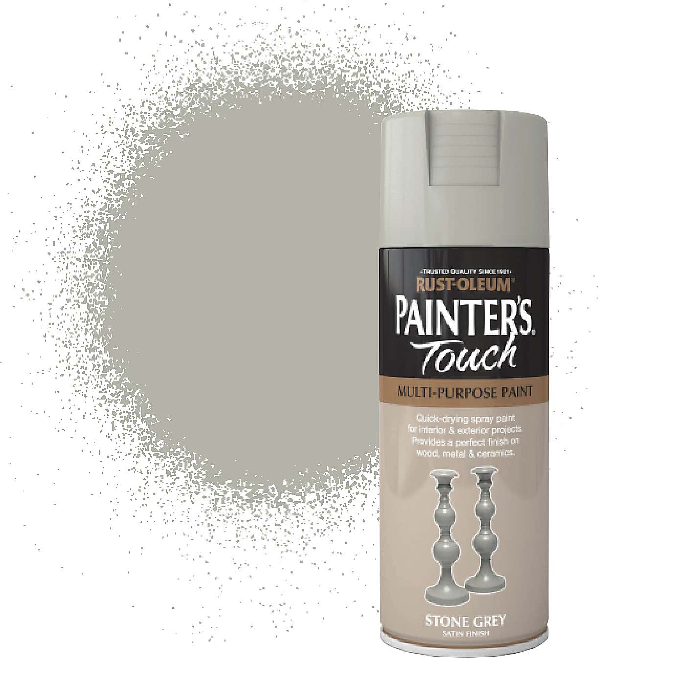 Rust-Oleum Stone Grey Satin Painter's Touch Spray Paint 400ml
