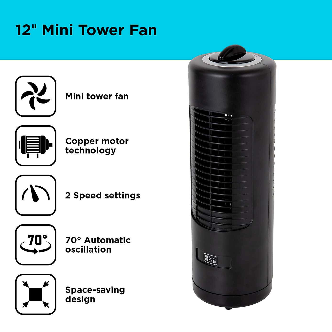 Black & Decker 12 Inch Tower Desk Fan