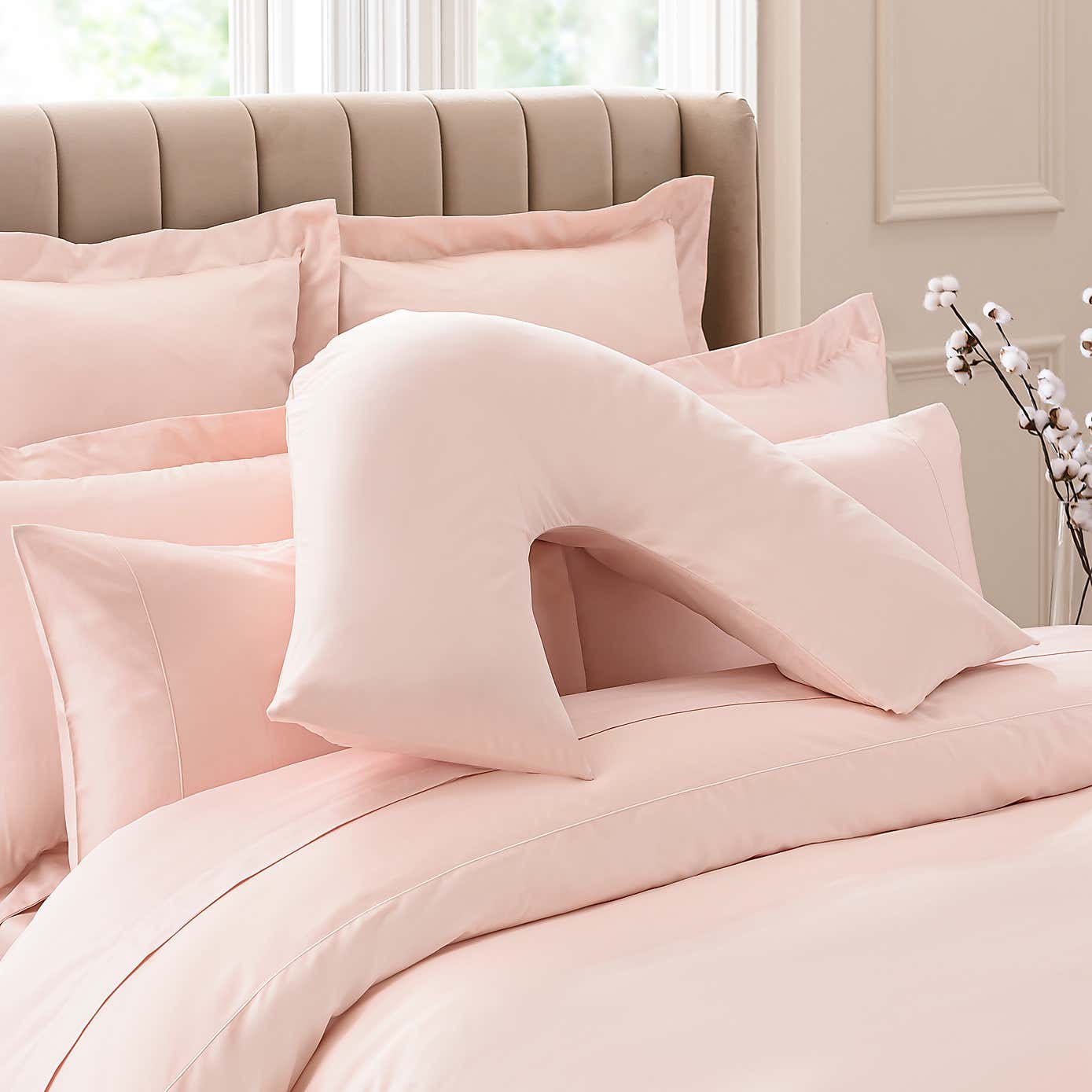 Dorma 300 Thread Count 100% Cotton Sateen Plain V-Shaped Pillowcase