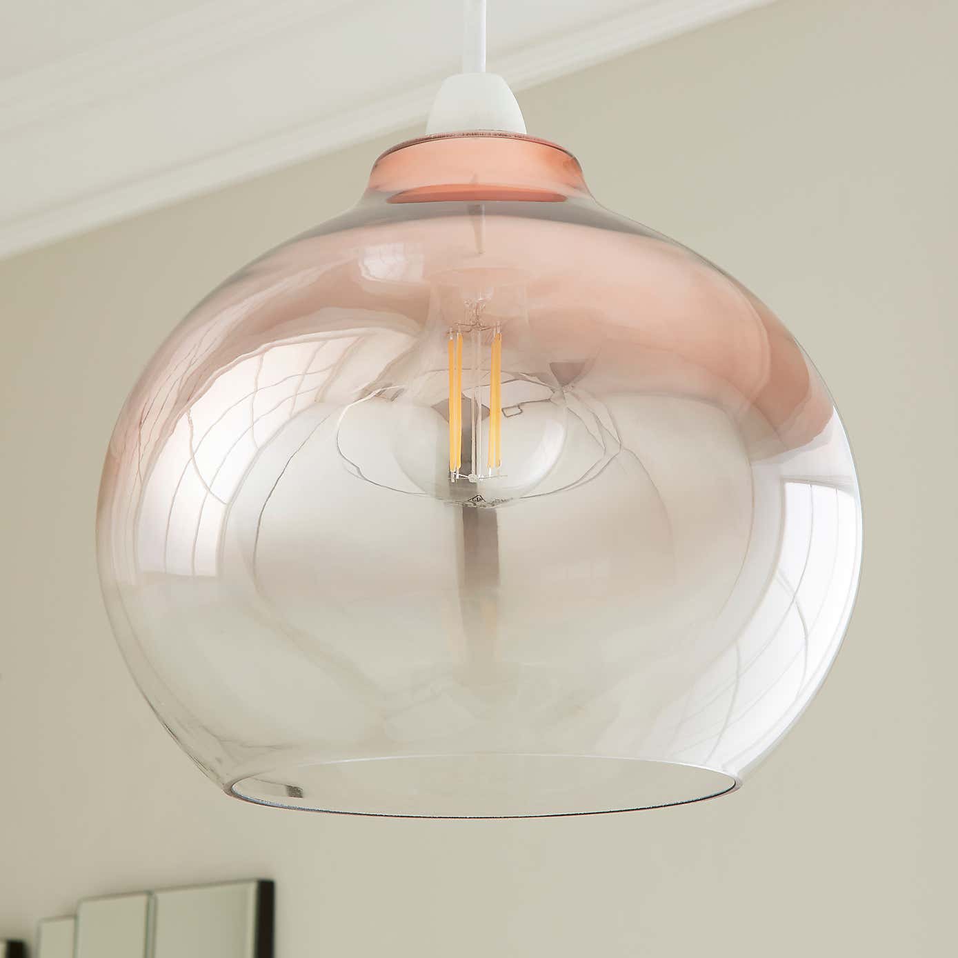 Nivala Metallic Ombre Copper Glass Easy Fit Pendant Shade