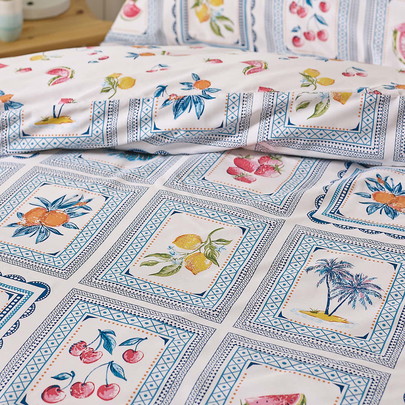 Catherine Lansfield Riviera Tiles Reversible Duvet Cover & Pillowcase Set