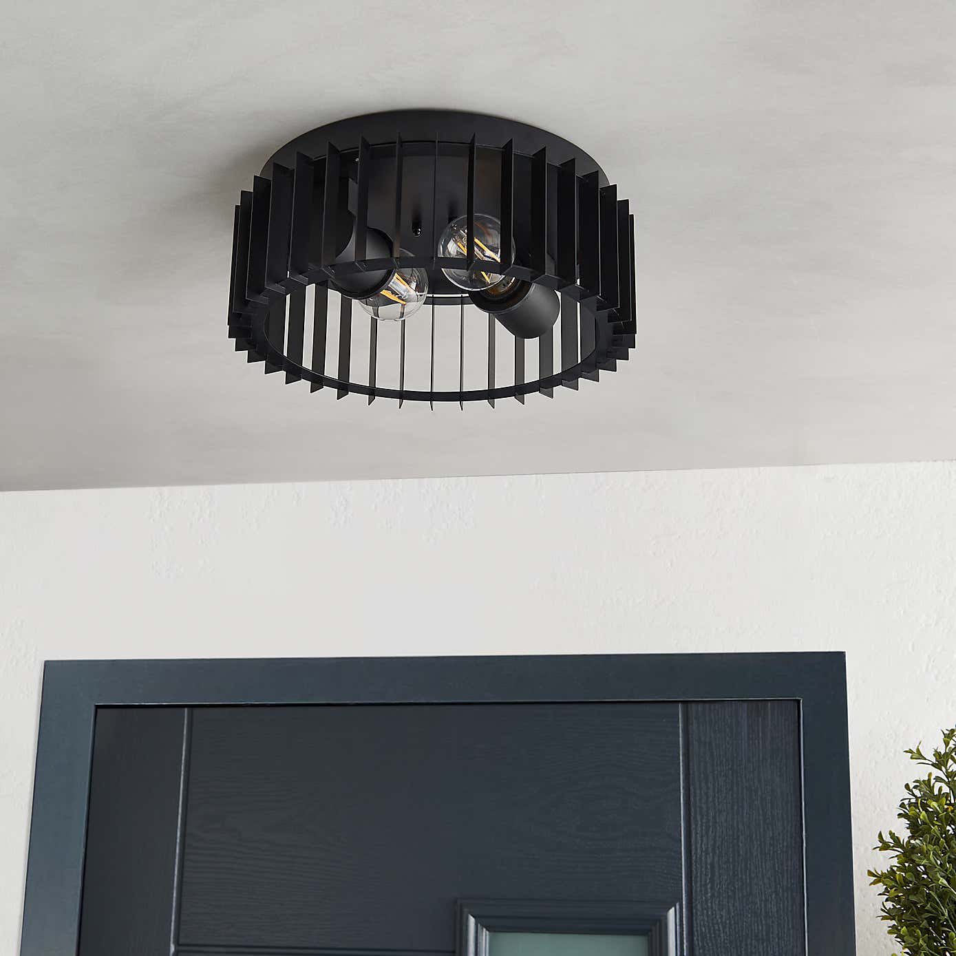 Reno Industrial Outdoor 2 Light Flush Ceiling Light