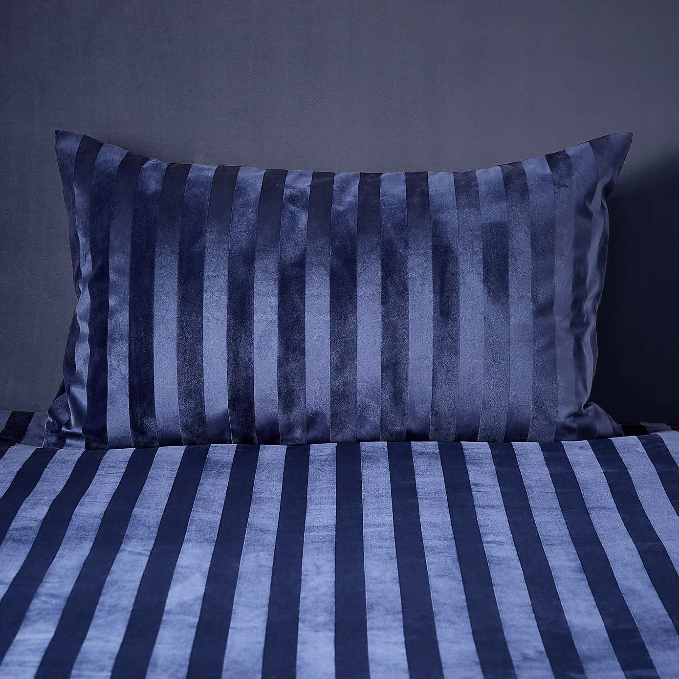Hotel Velour Stripe Duvet Cover & Pillowcase Set