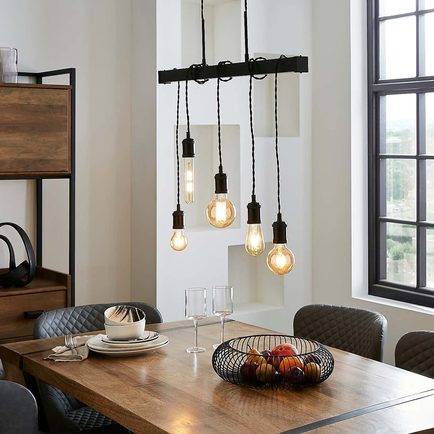 Keates Industrial 5 Light Dimmable Ceiling Light