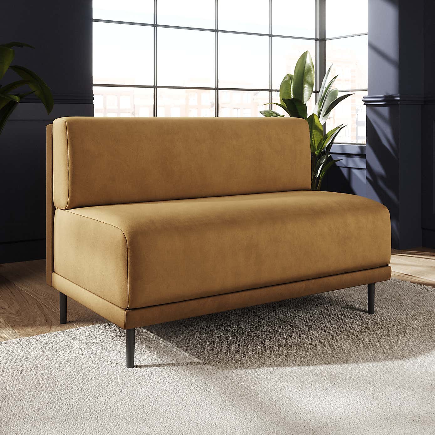 Mae Long Dining Bench, Matte Plush Velvet