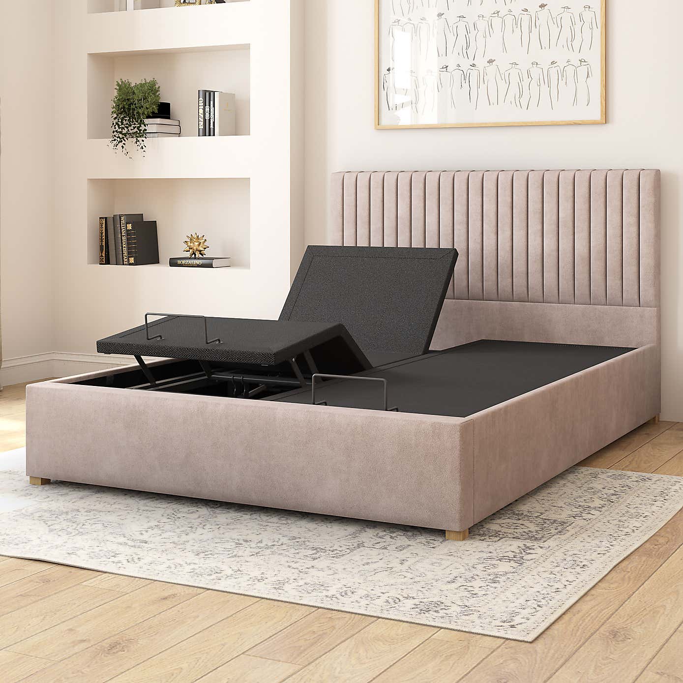 Grant Plush Velvet Adjustable Bed
