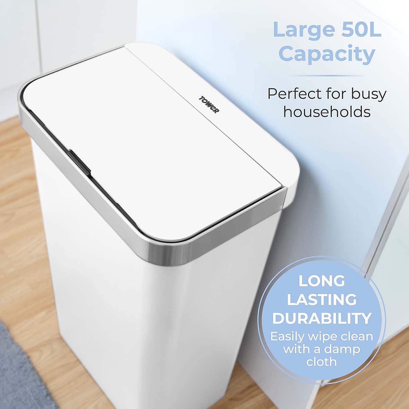 Tower 50L Rectangular Sensor Bin