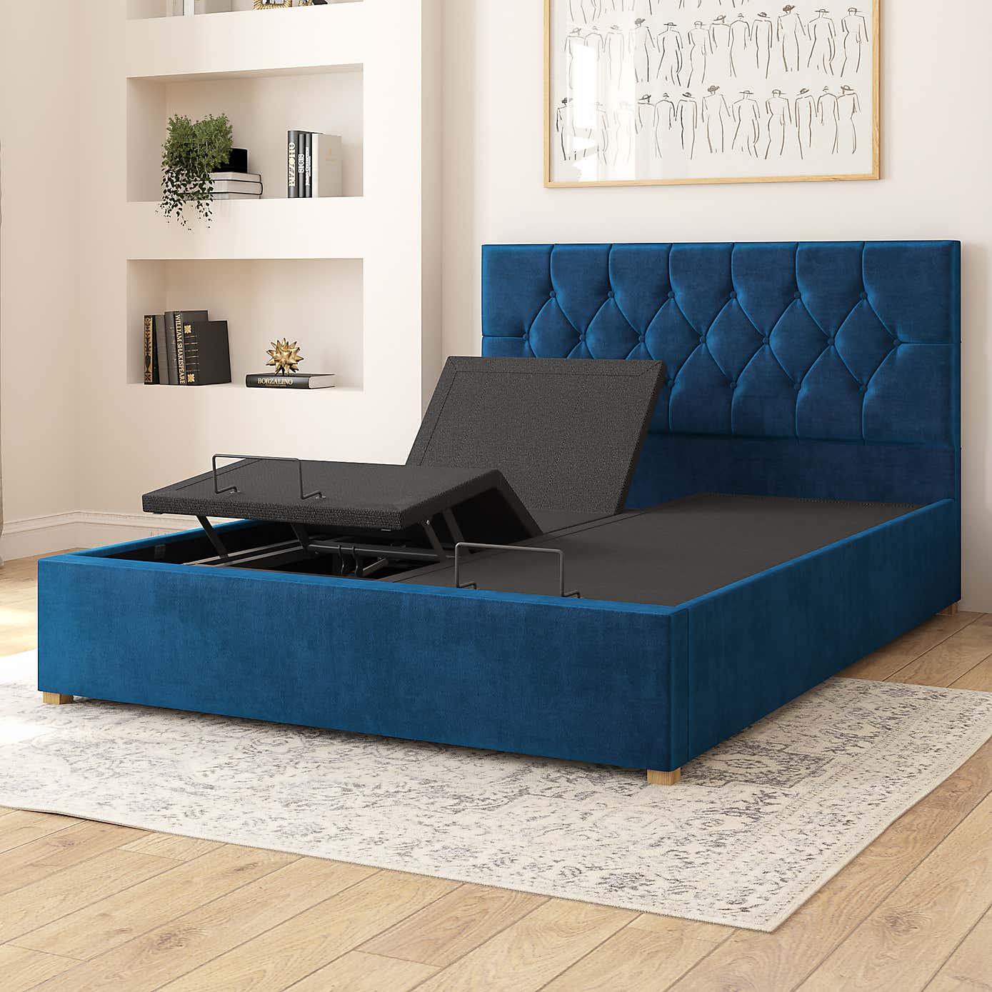 Olivier Plush Velvet Adjustable Bed