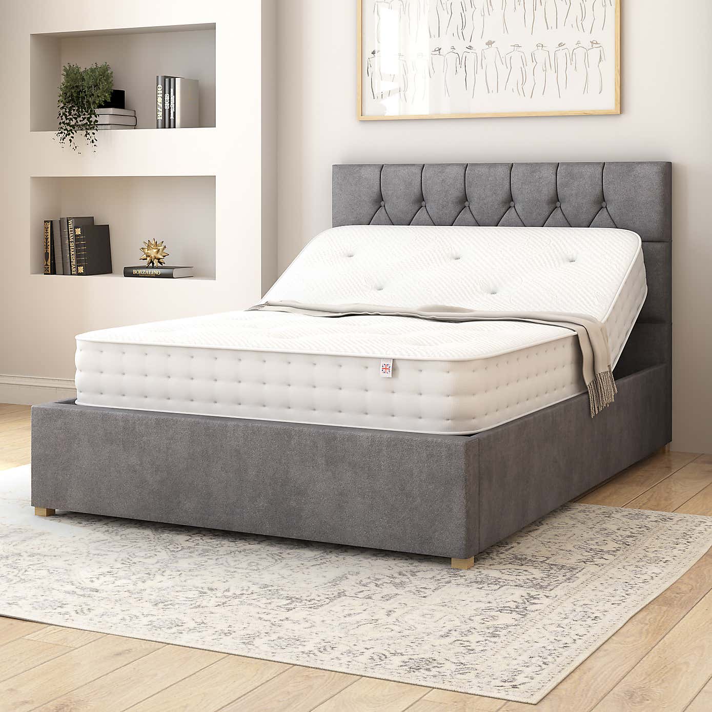 Olivier Plush Velvet Adjustable Bed