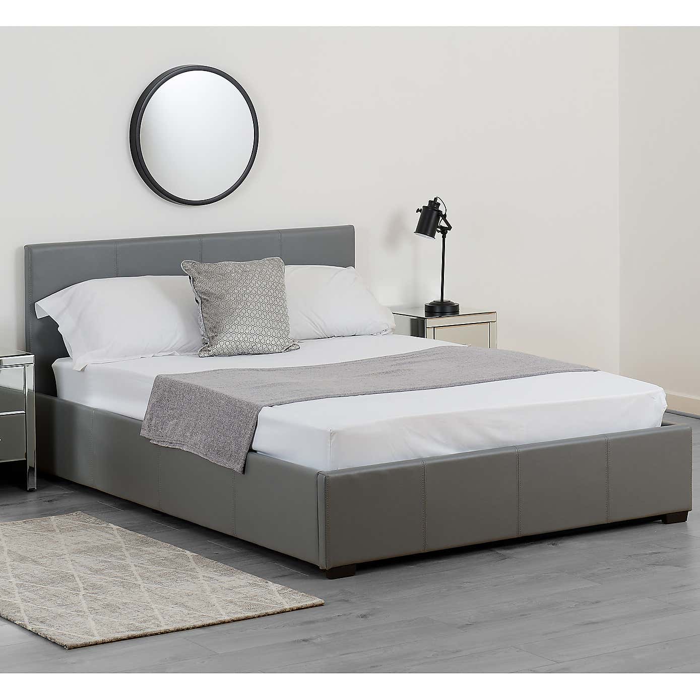 Waverley Faux Leather Ottoman Bedstead - Grey