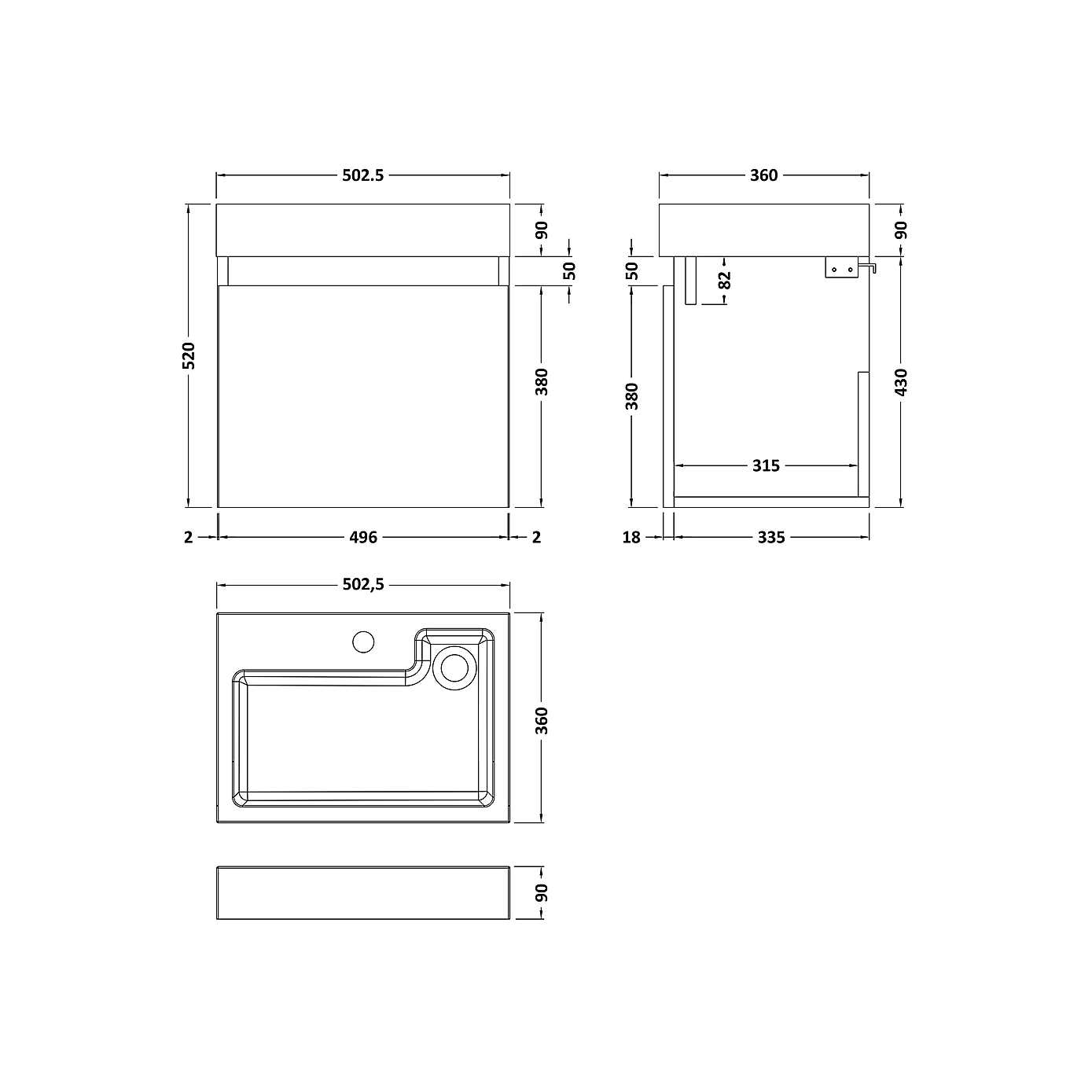 Merit 1 Door Wall Mounted Vanity Unit with Basin