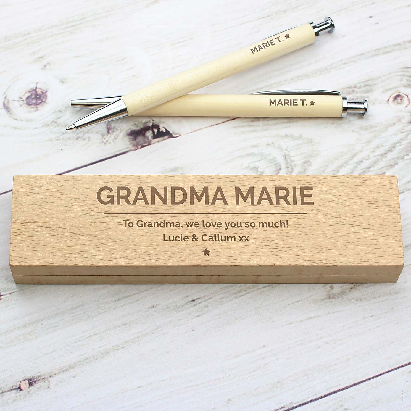 Personalised Classic Wooden Pen and Pencil Box Set