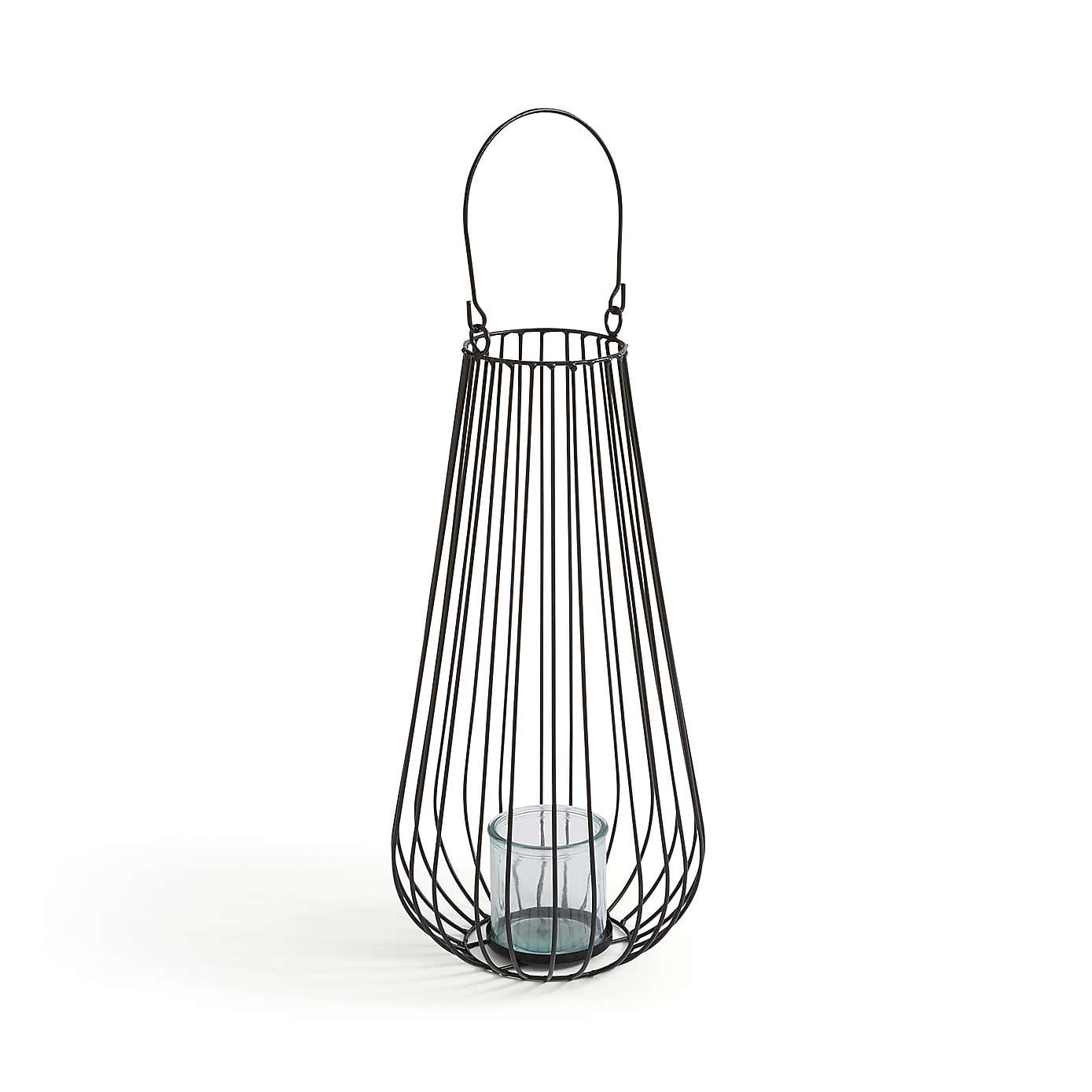 Black Wire Lantern 40cm