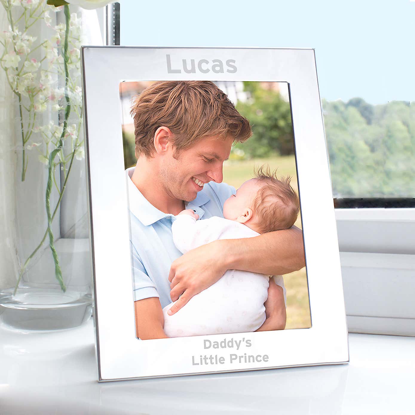 Personalised Silver Bold Style Portrait Photo Frame