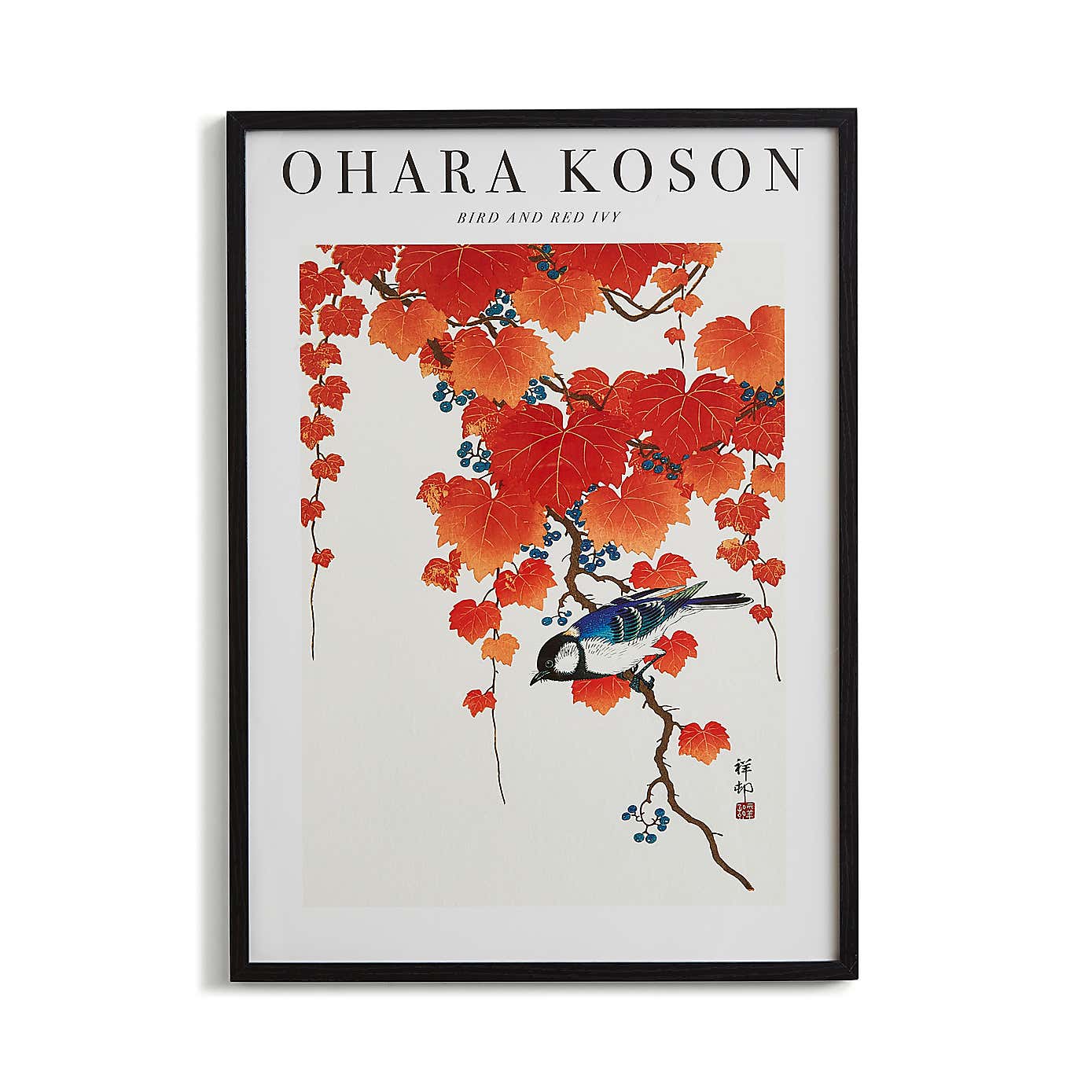 Bird and Red Ivy by Ohara Koson Framed Print