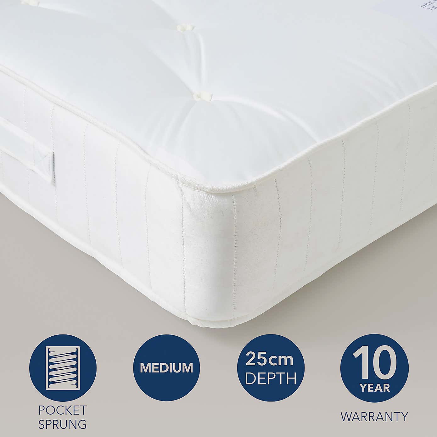Fogarty Traditional 1000 Pocket Mattress Divan Set, Faux Linen