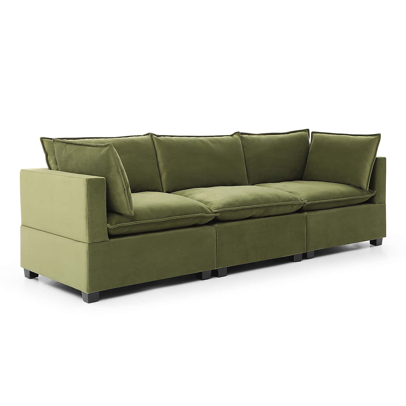 Moda 3 Seater Modular Sofa, Olive Velvet