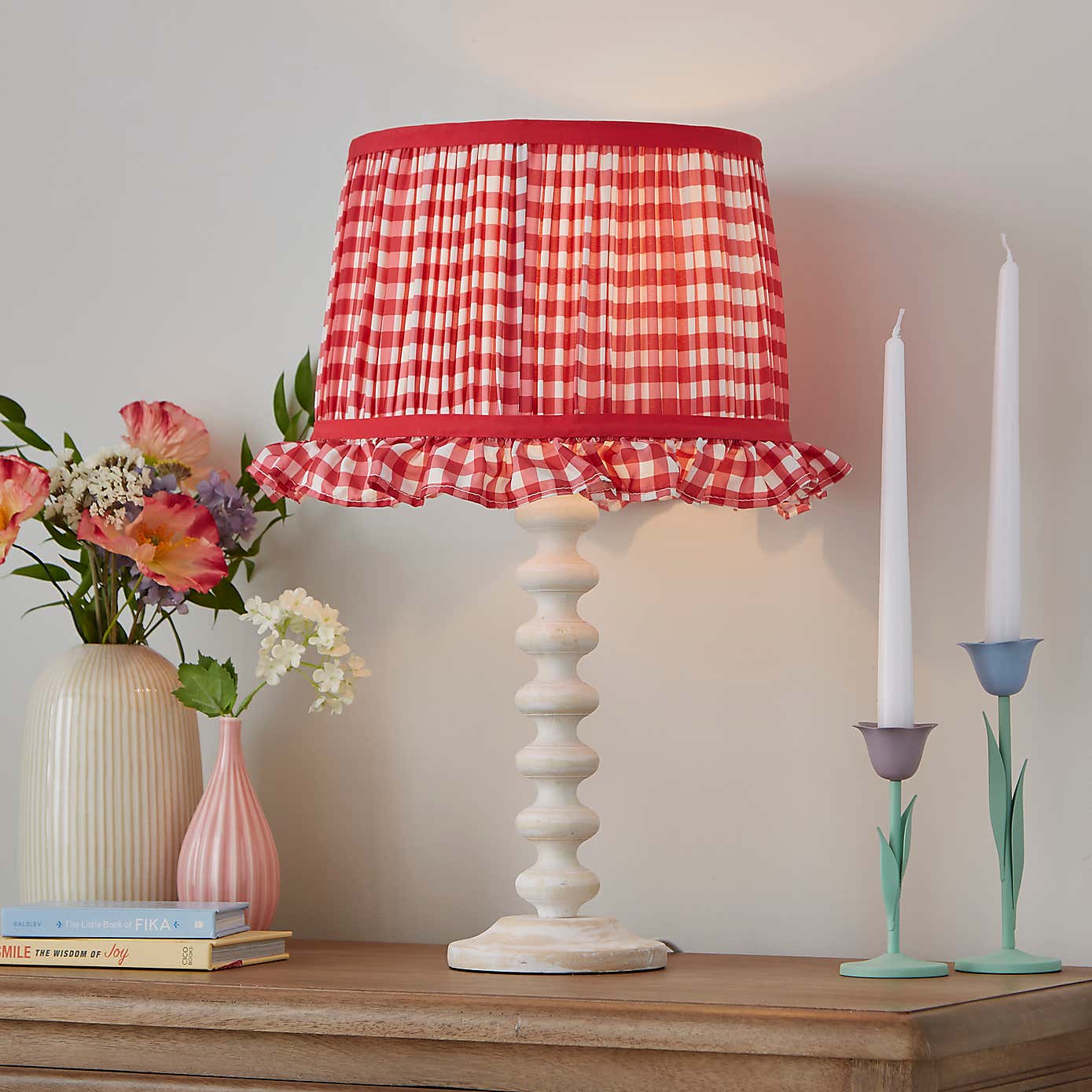 Carys Frilled Gingham Drum Lamp Shade