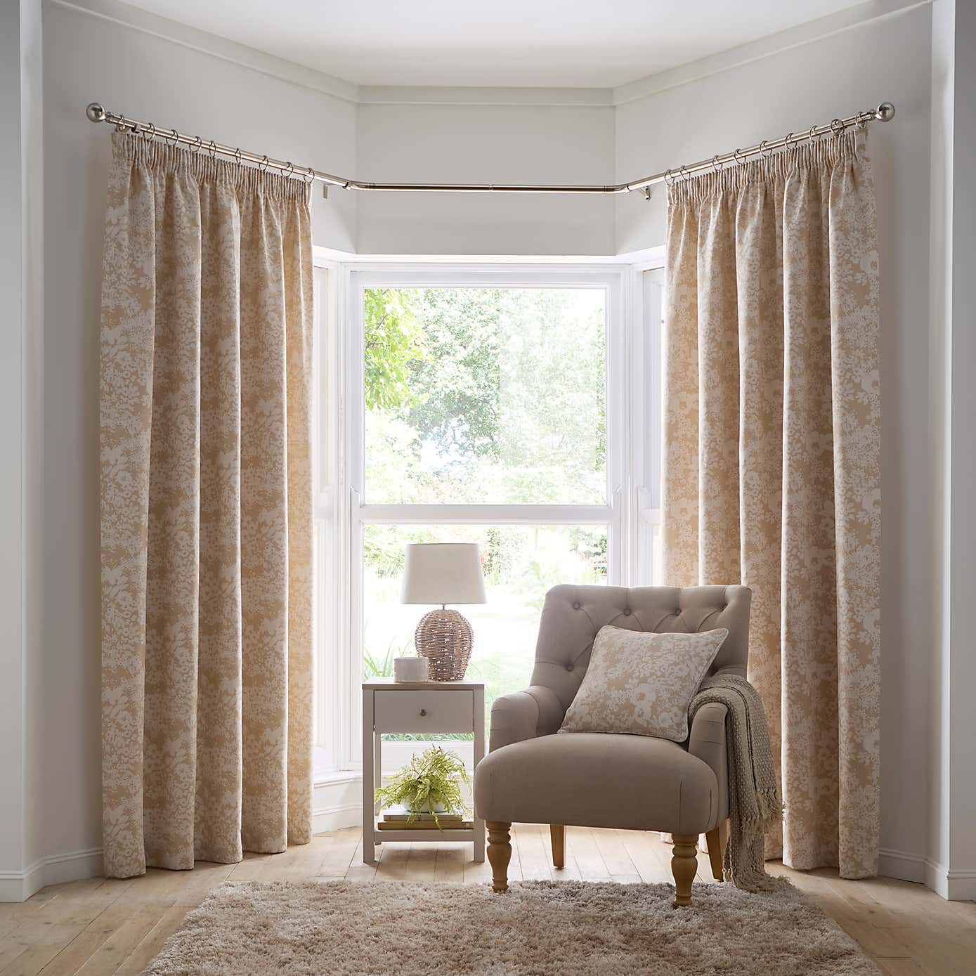 Sofia Floral Pencil Pleat Curtains