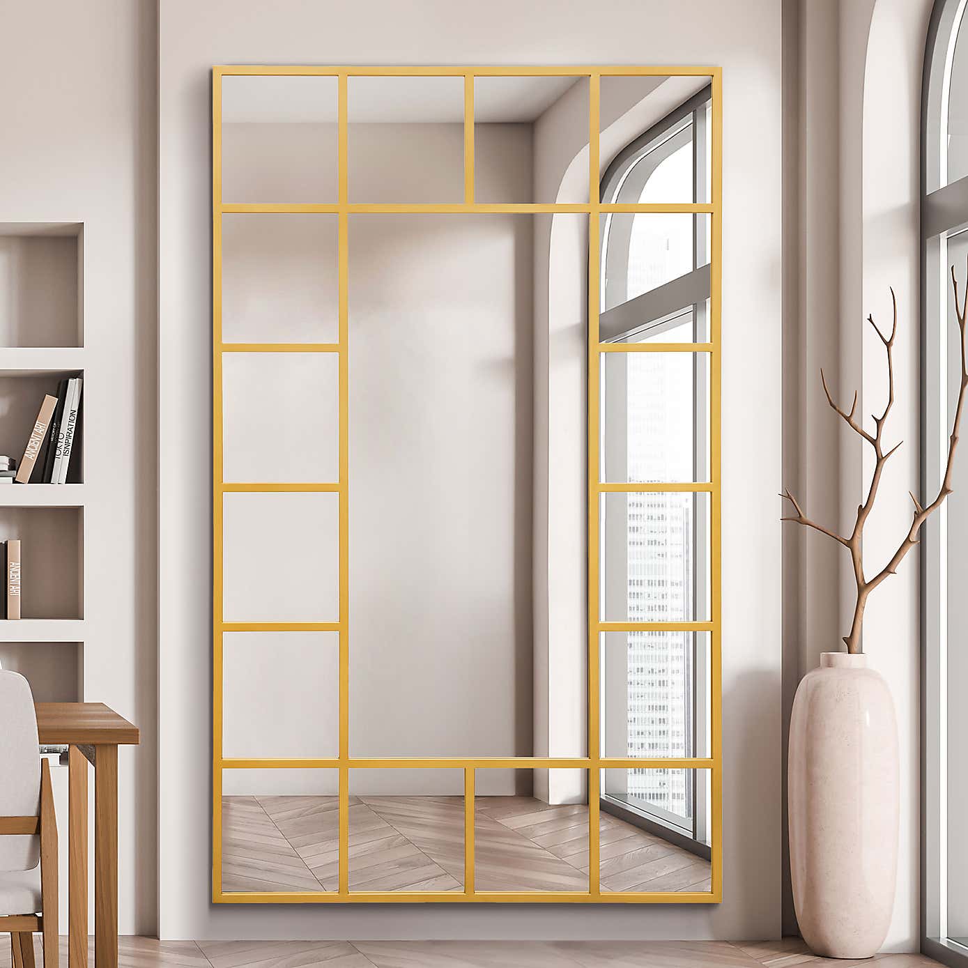 Wenestra Modern Rectangle Indoor Outdoor Wall Mirror
