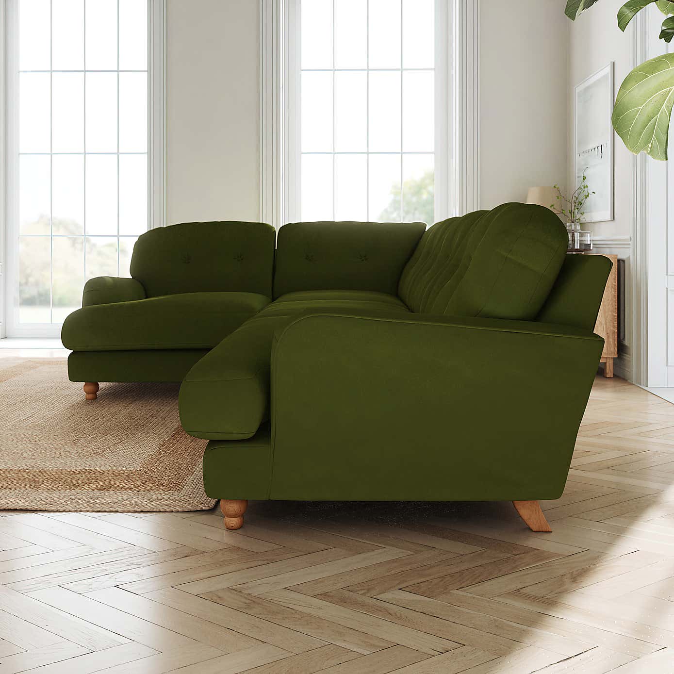 Martha Matte Plush Velvet Full Corner Sofa