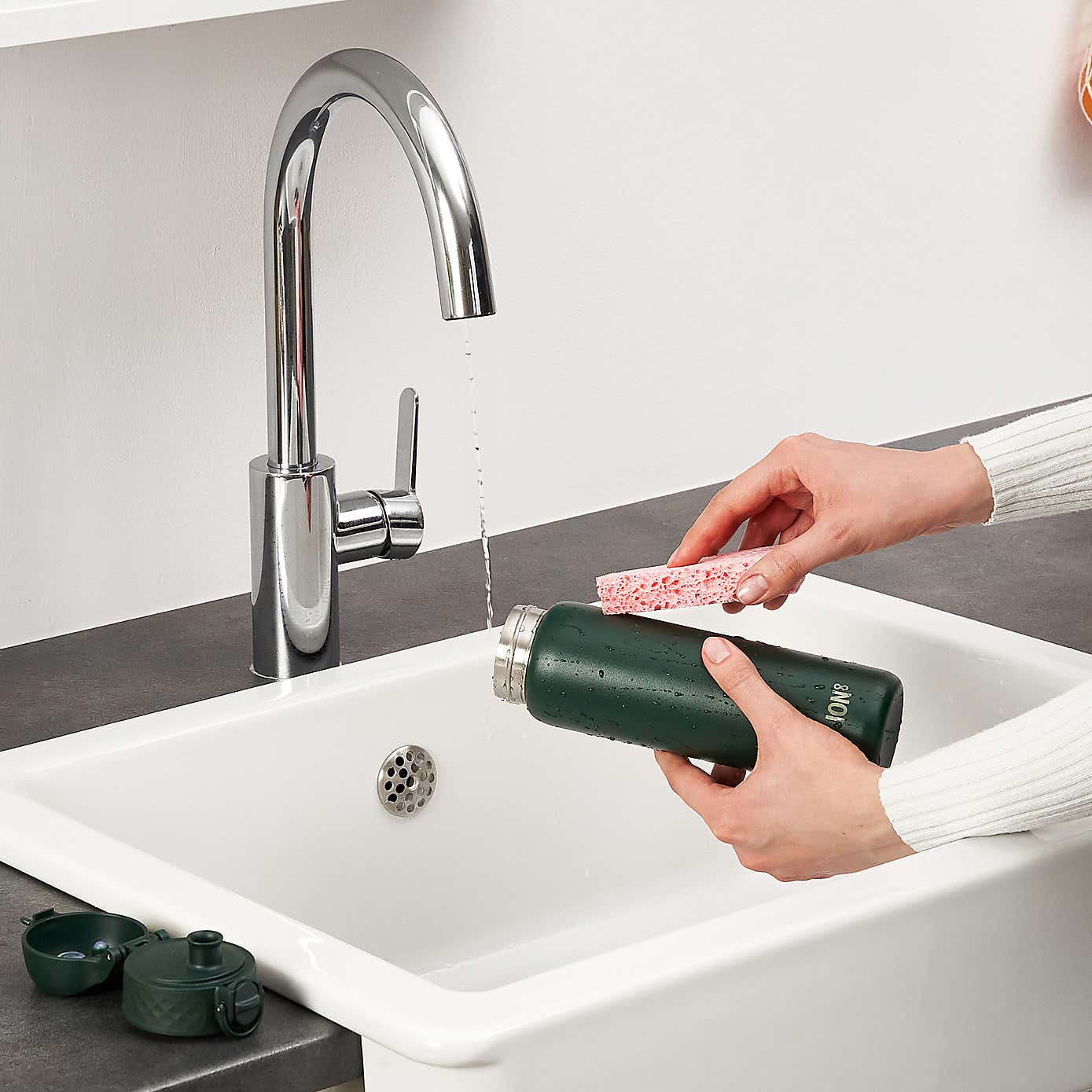 Ion8 Leak Proof Stainless Steel Slim Water Bottle, 600ml