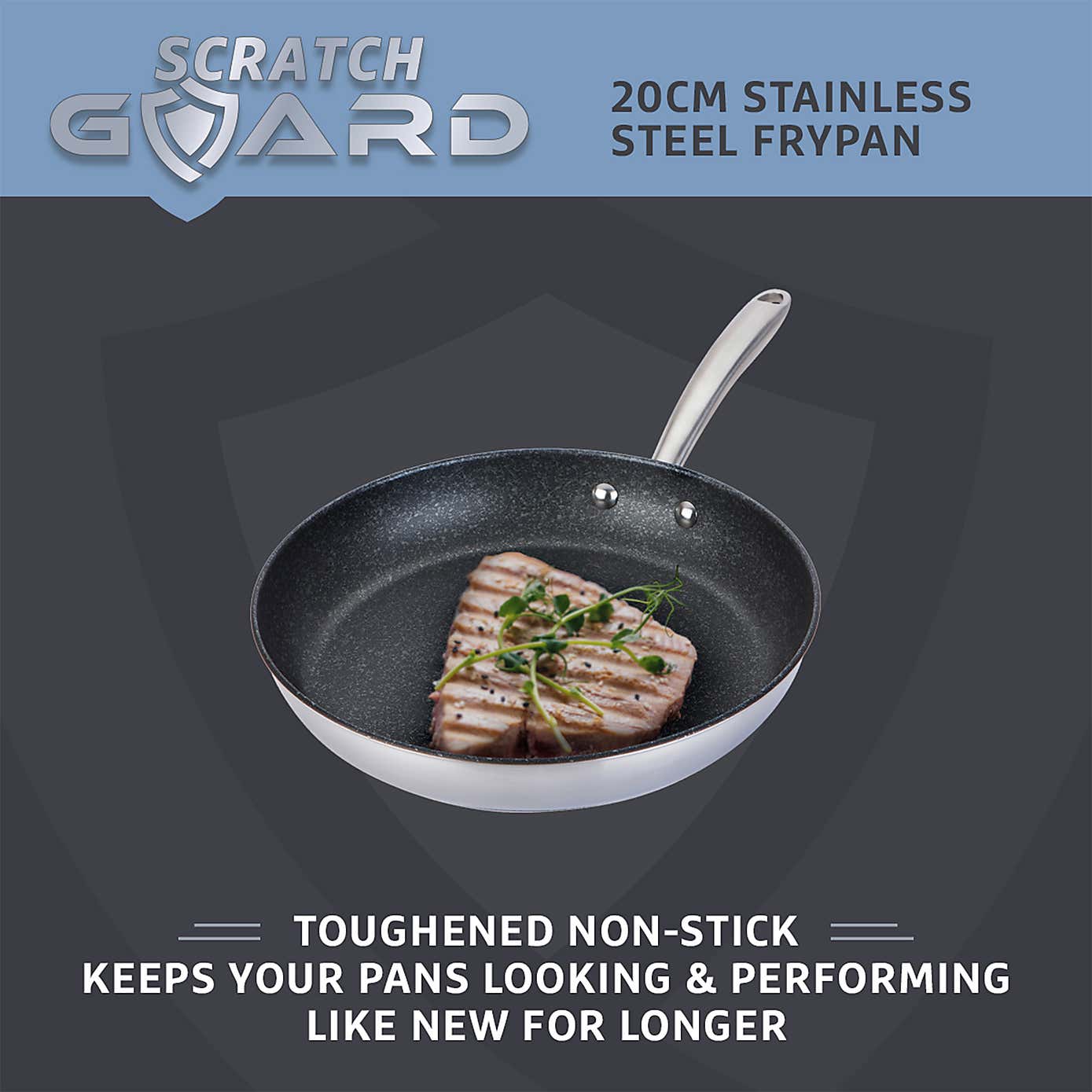 Prestige Scratch Guard Stainless Steel Frying Pan, 21cm