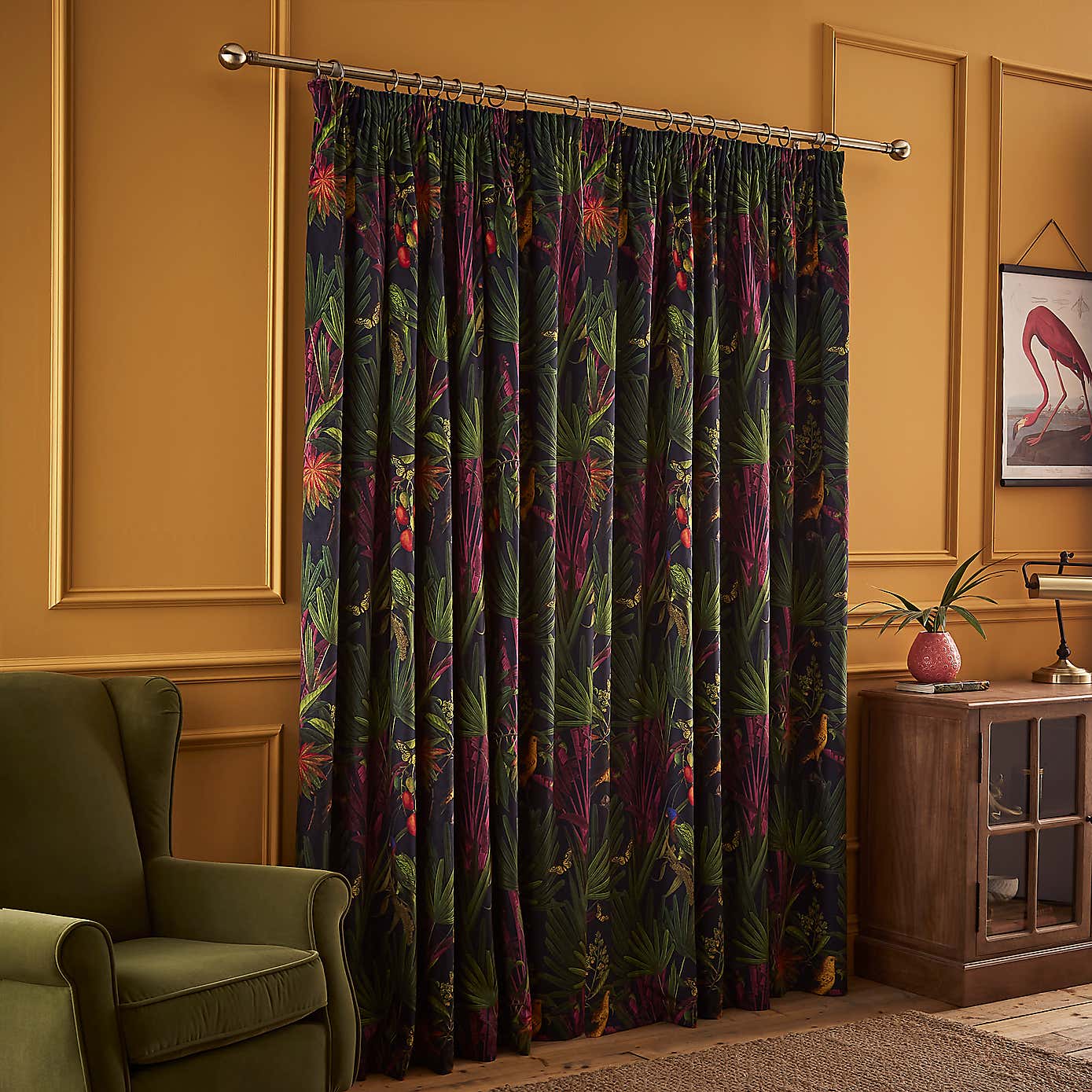 Tropical Treasures Pencil Pleat Curtains