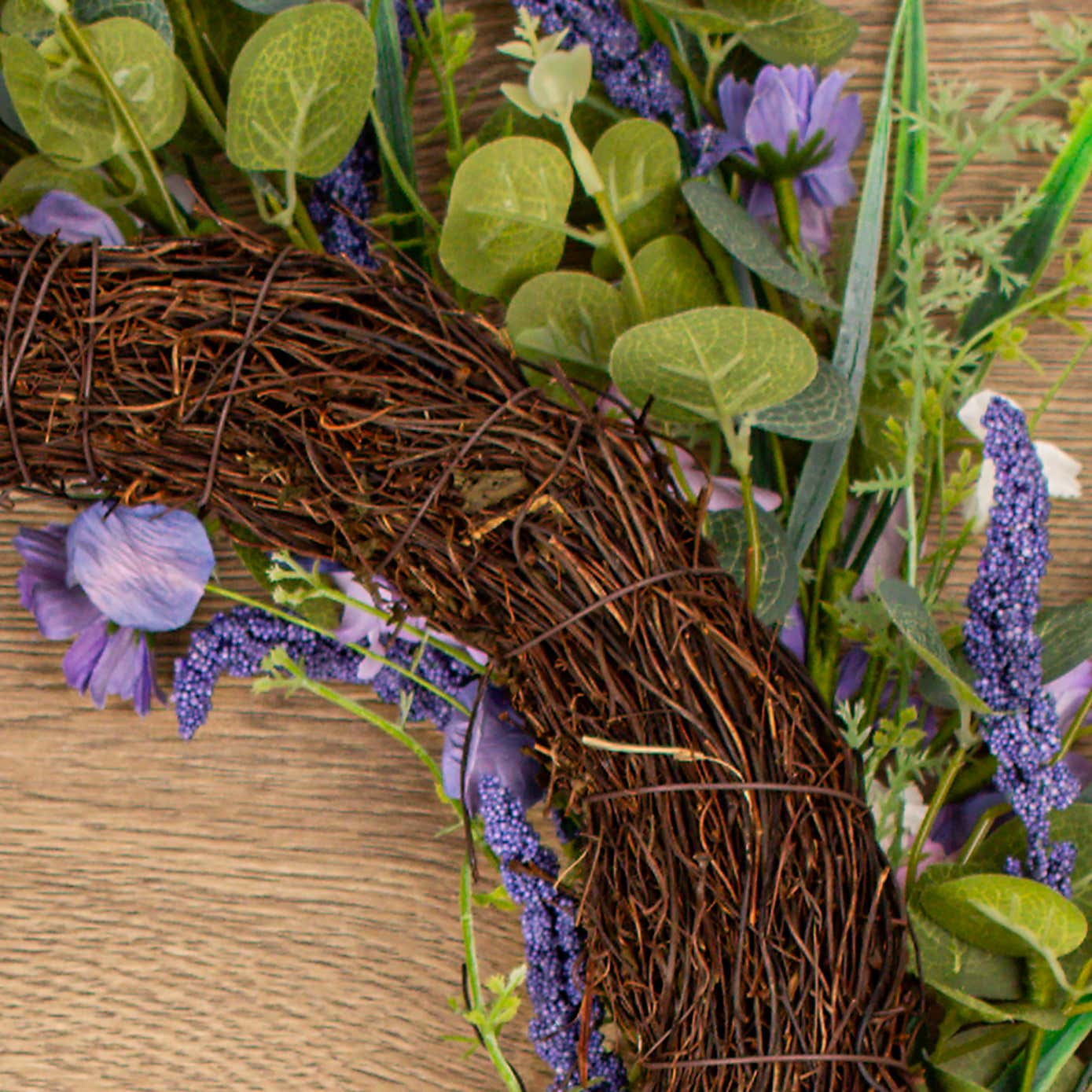 Artificial Spring Purple Florals Wreath
