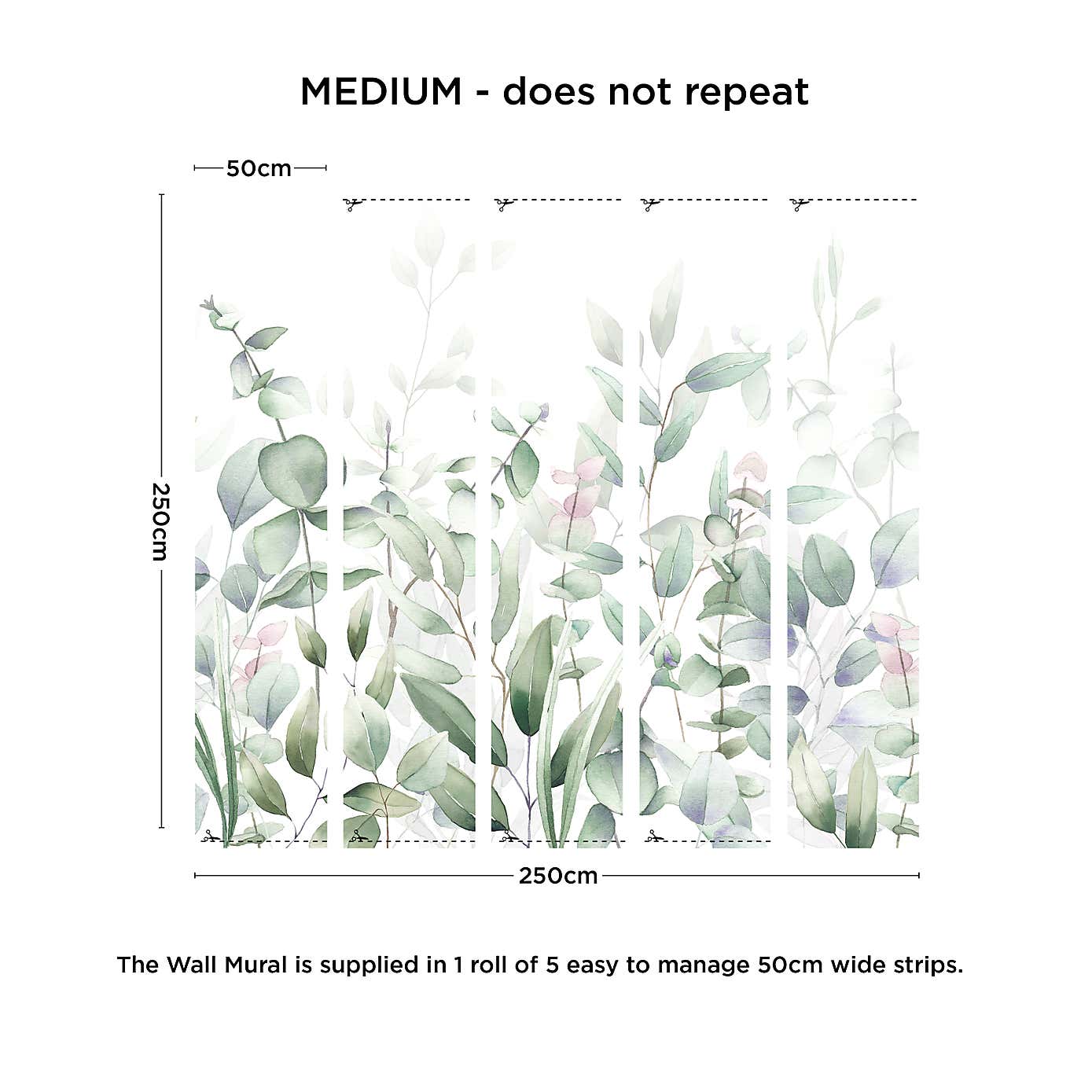 Watercolour Leaves Green Mural