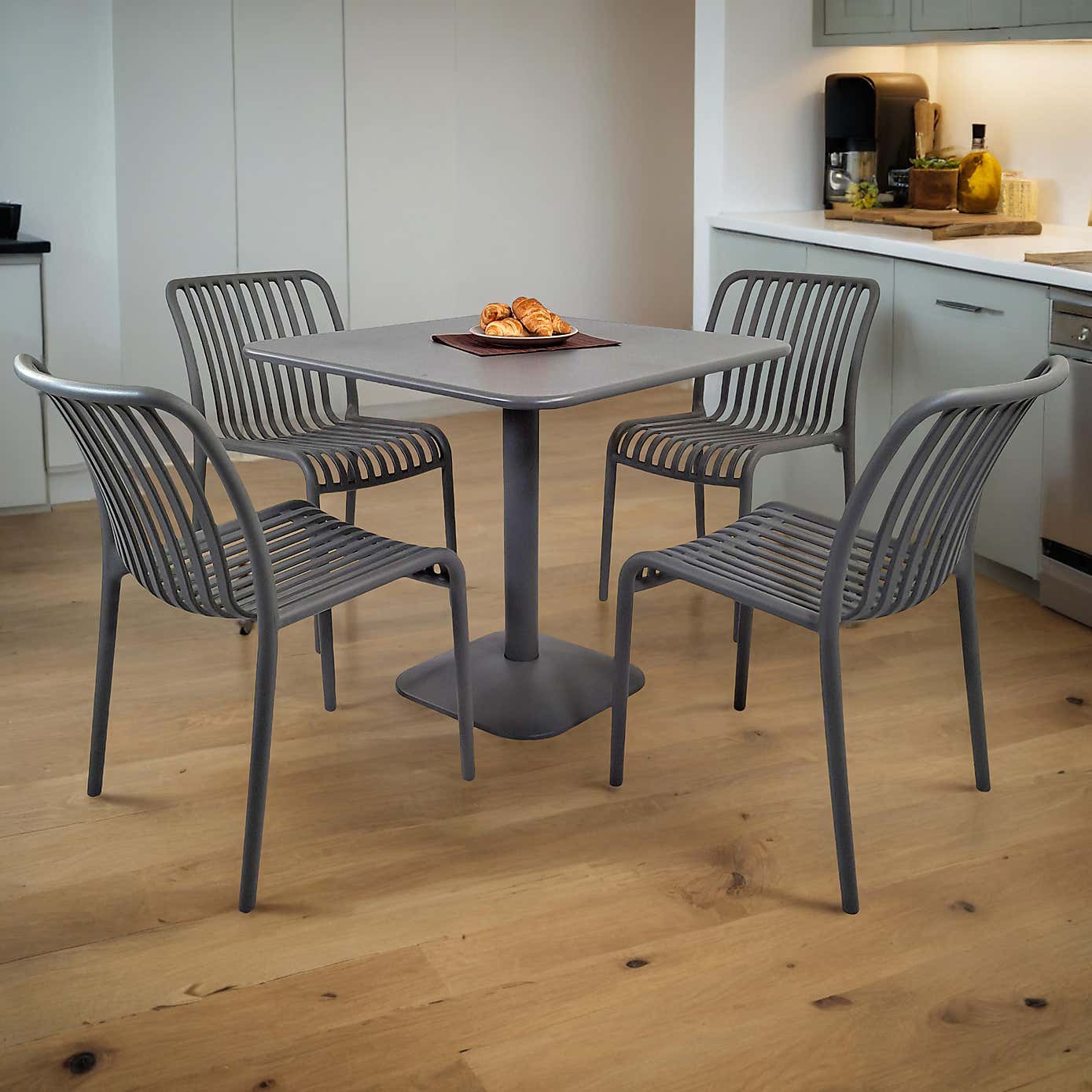Modura Albin Square Table with 4 Mia Bistro Chairs