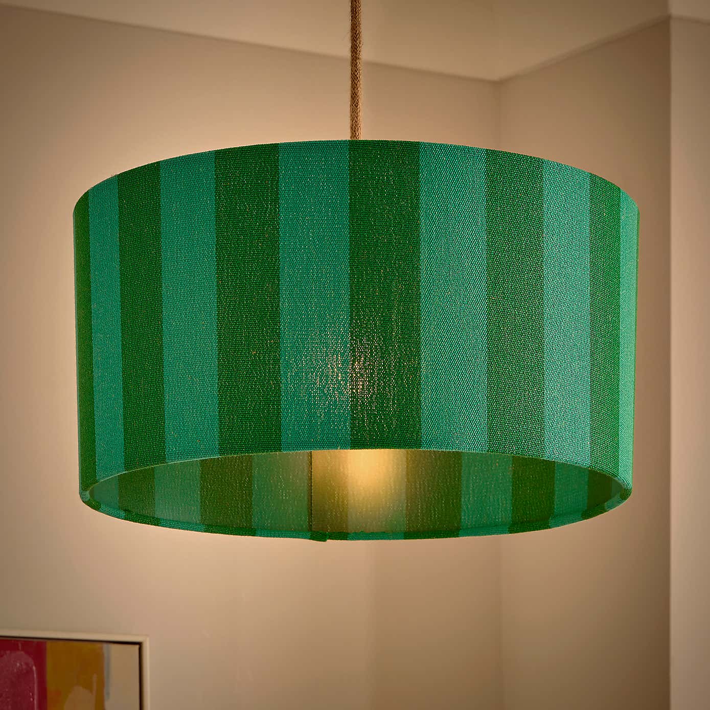 Beatrice Stripe Shallow Drum Lamp Shade