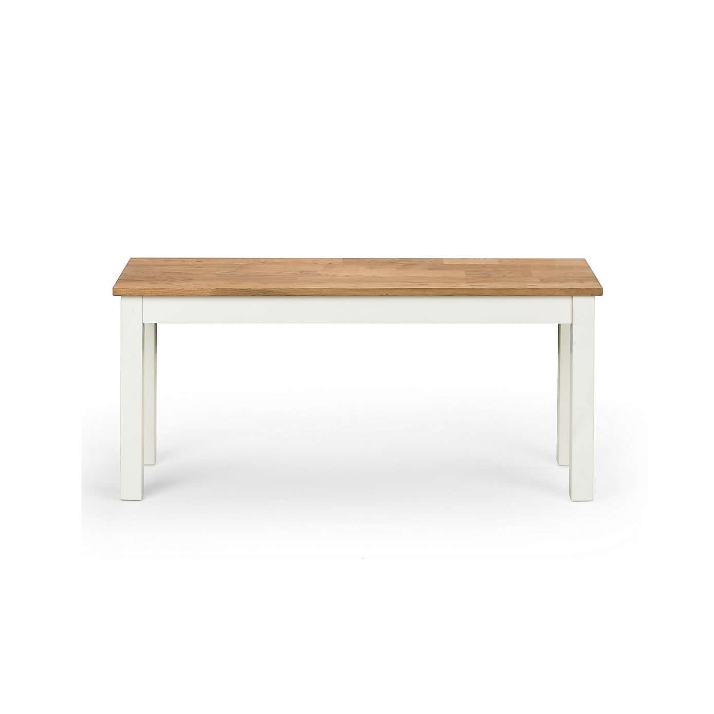 Coxmoor Rectangular Dining Table with 2 Dining Benches Ivory with Oak