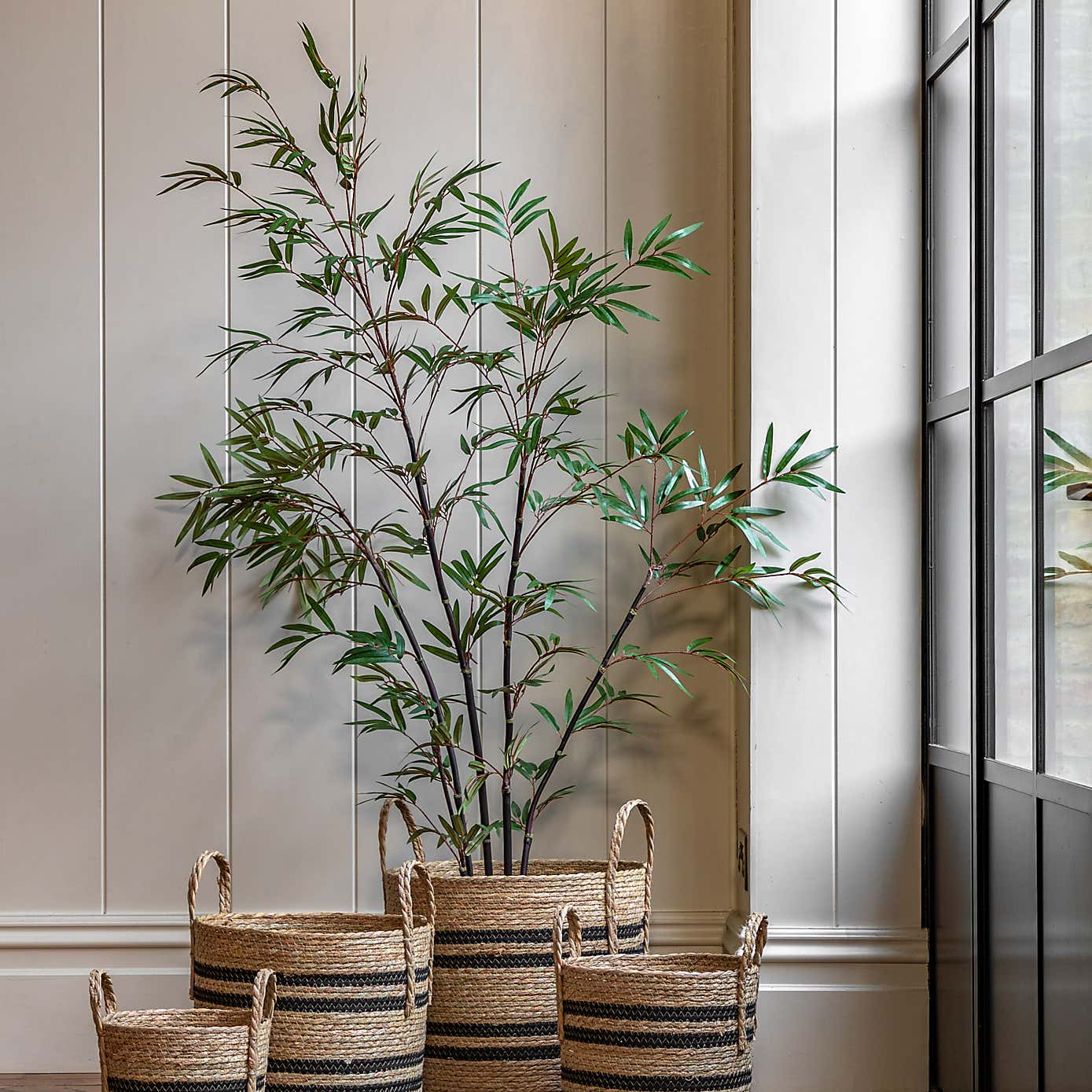 Artificial Medium Bamboo Tree in Black Plant Pot