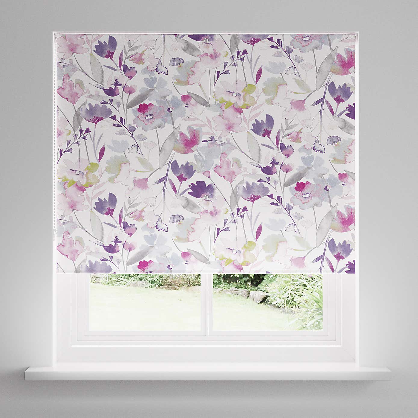 Watercolour Floral Pink Blackout Roller Blind