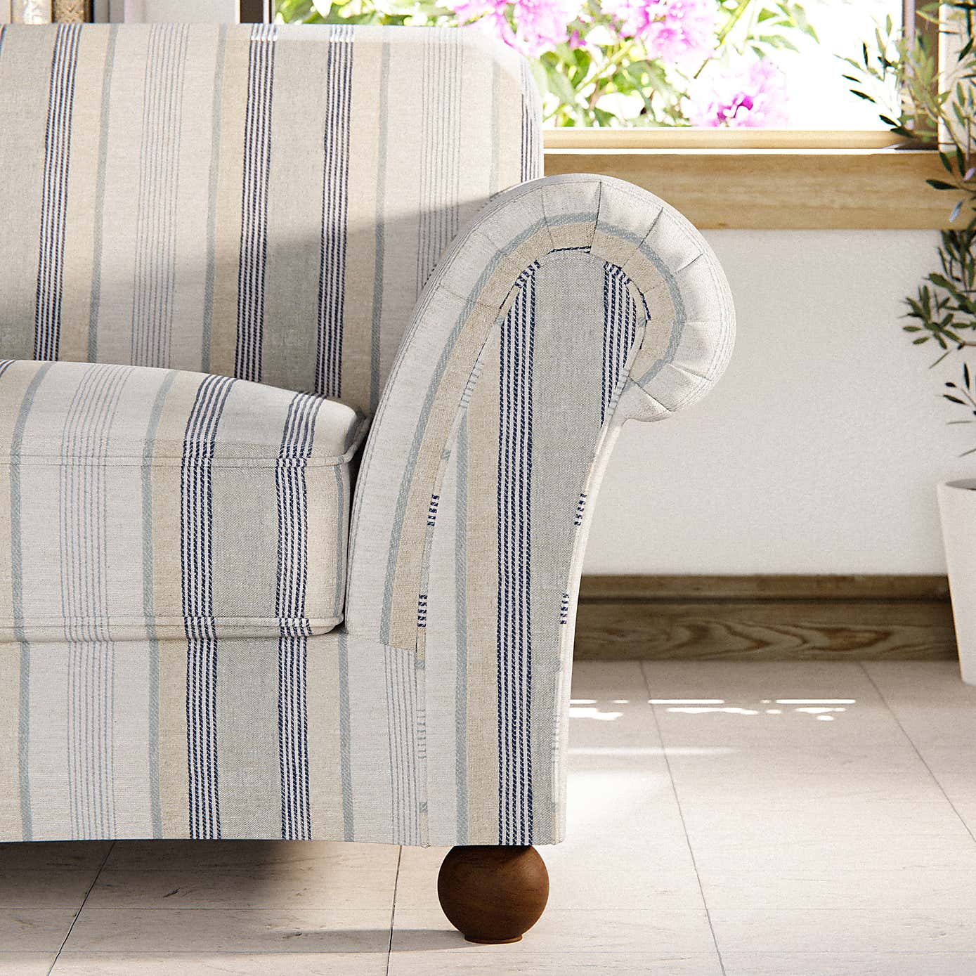 Angus Striped Linen Snuggle Chair