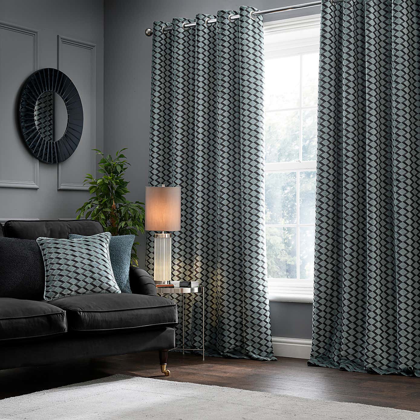 Arbour Cut Velvet Eyelet Curtains