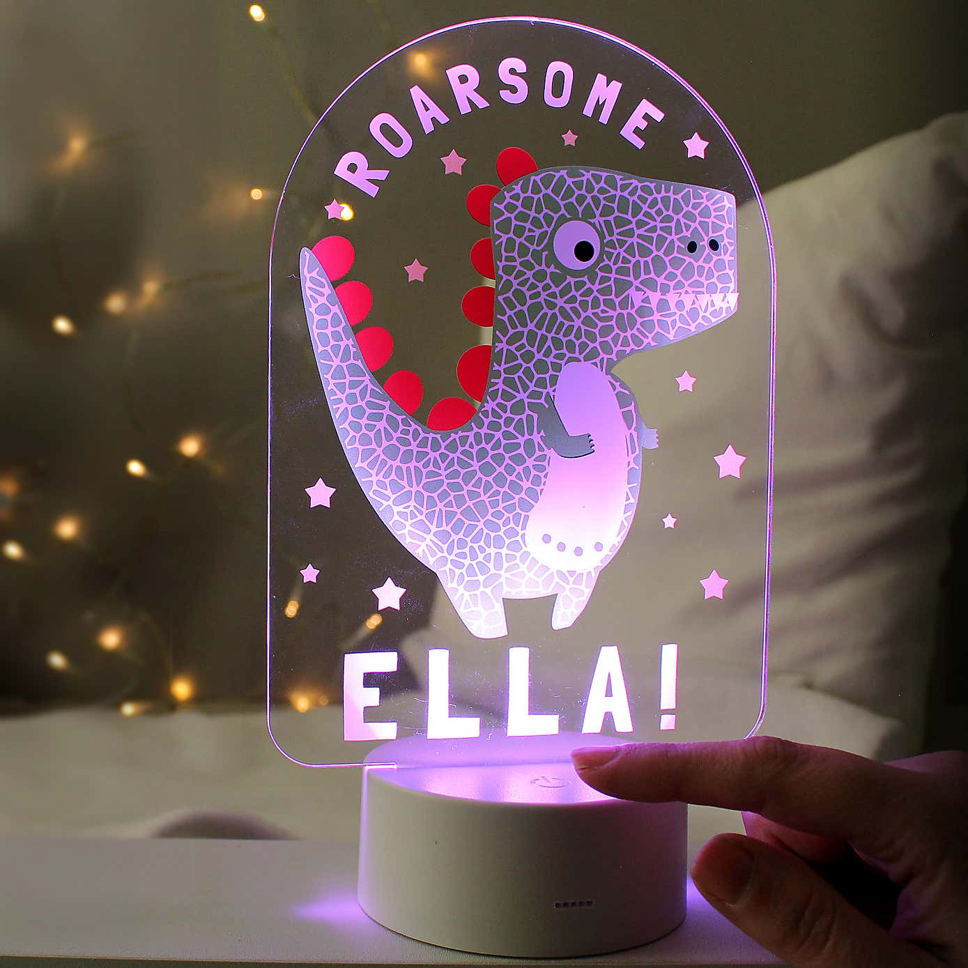 Personalised Roarsome Dinosaur Colour Changing Night LED Light