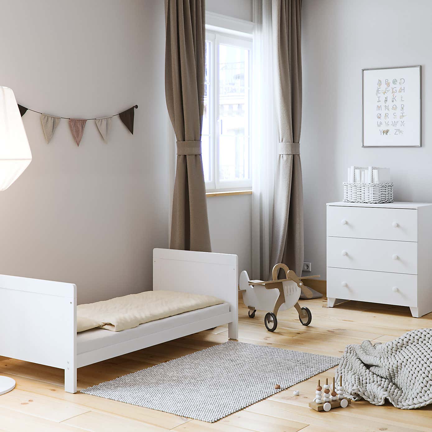 Little Acorns Classic Cot Bed and 3 Drawer Chest Nursery Set