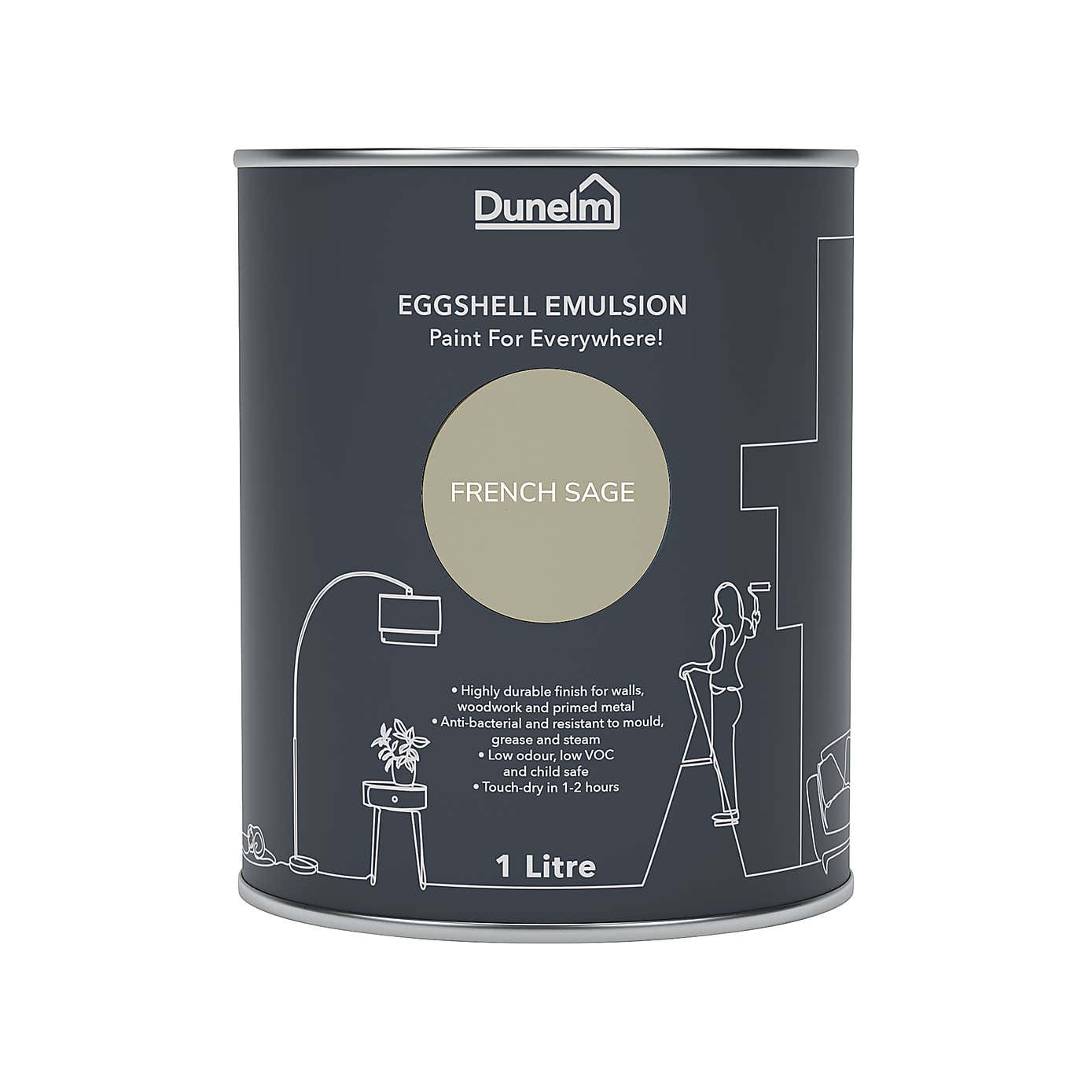 Dunelm French Sage Eggshell Paint