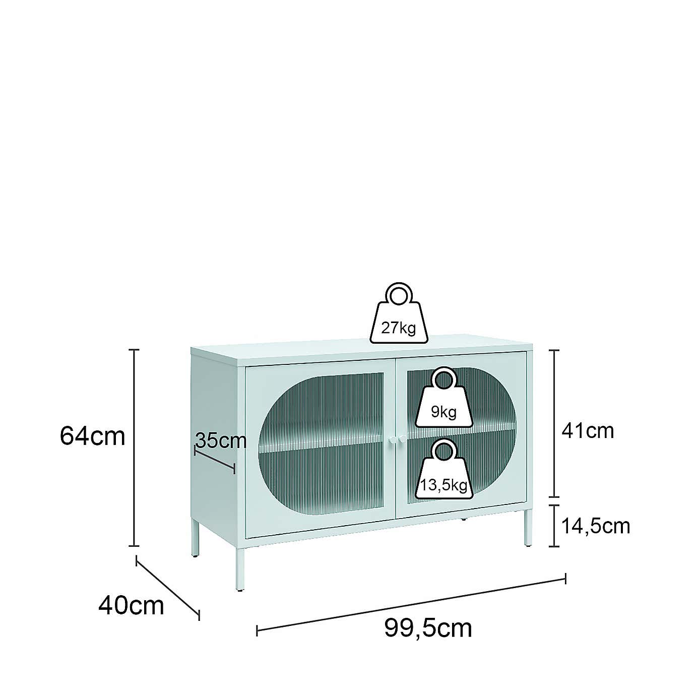 Luna Low Fluted Sideboard, Glass