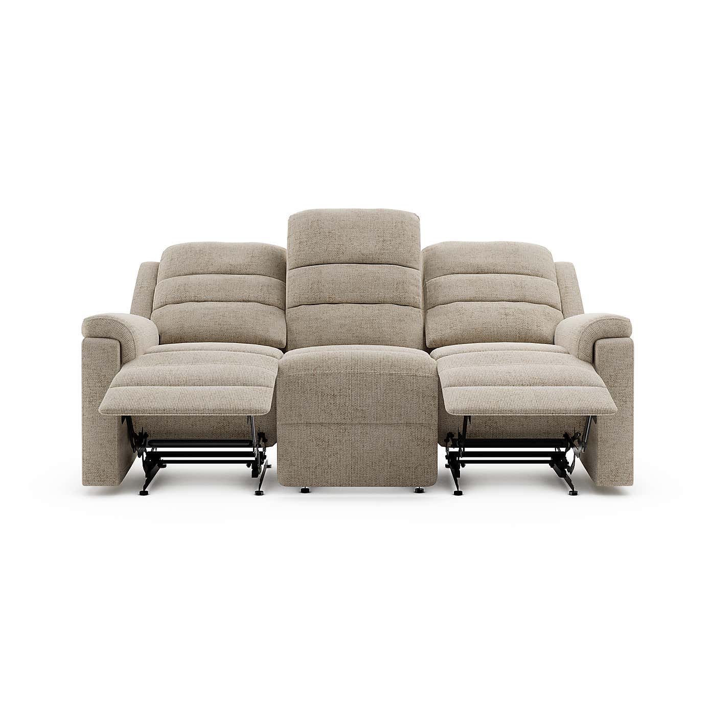 Taylor Chunky Chenille Manual Recliner 3 Seater Sofa, Dark Natural