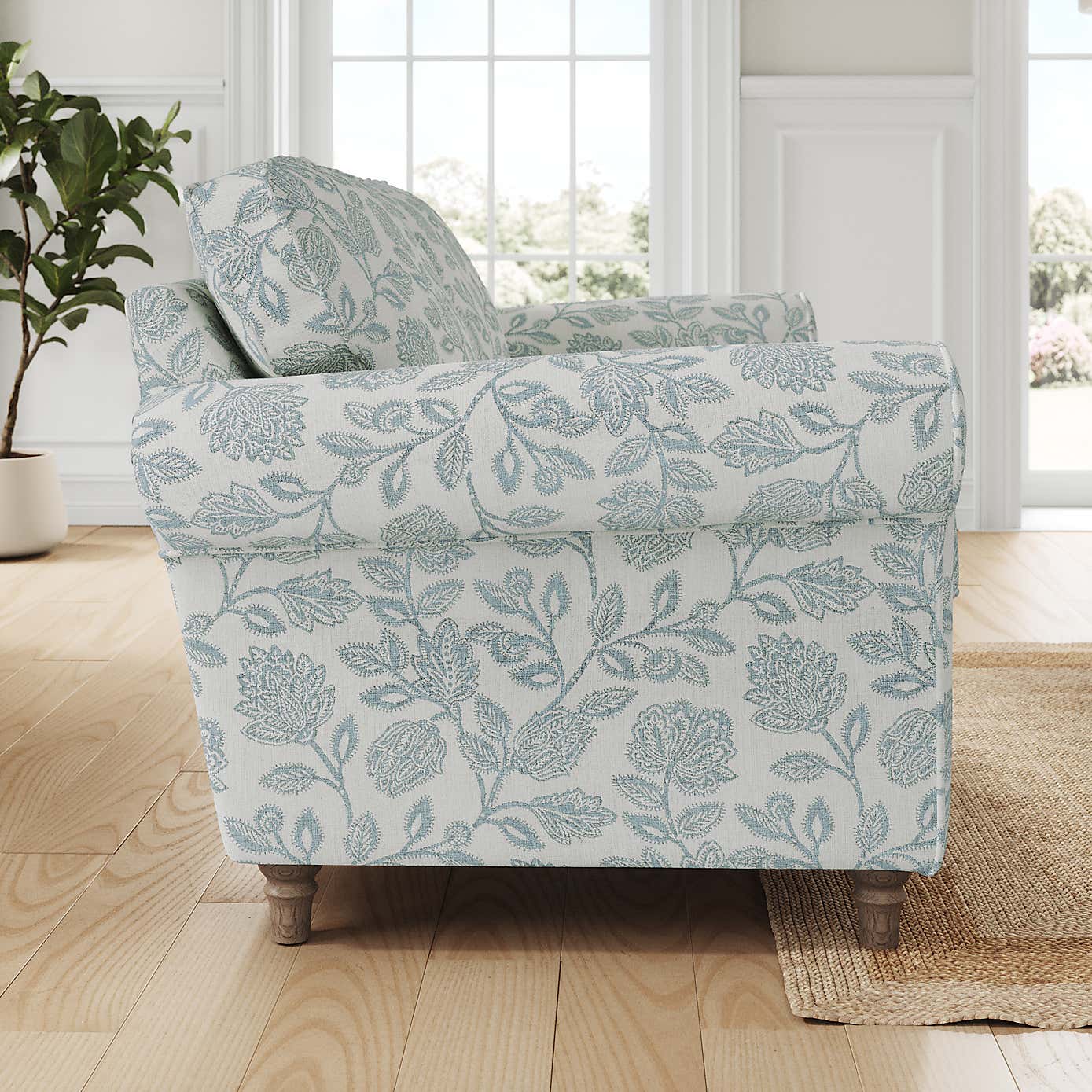 Flori 3 Seater Sofa, Floral Print Fabric