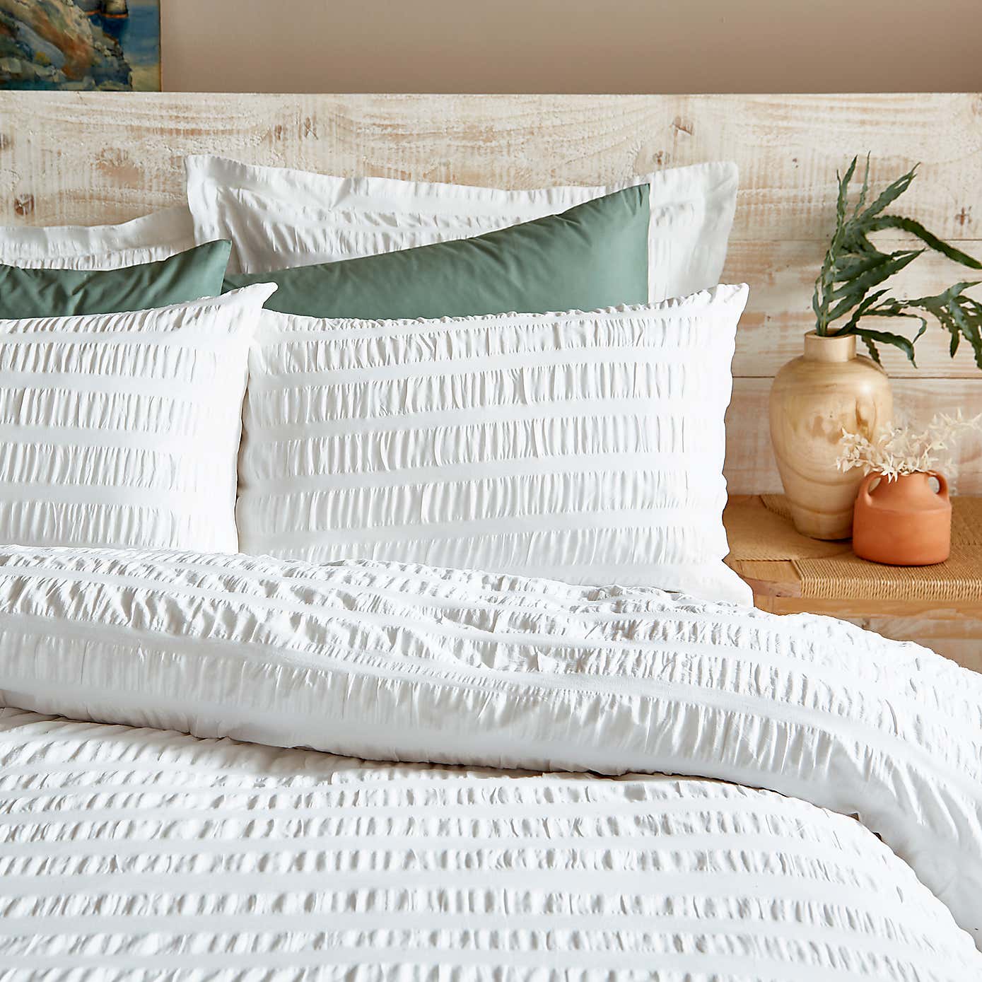 Aria Seersucker Powder Blue Duvet Cover and Pillowcase Set