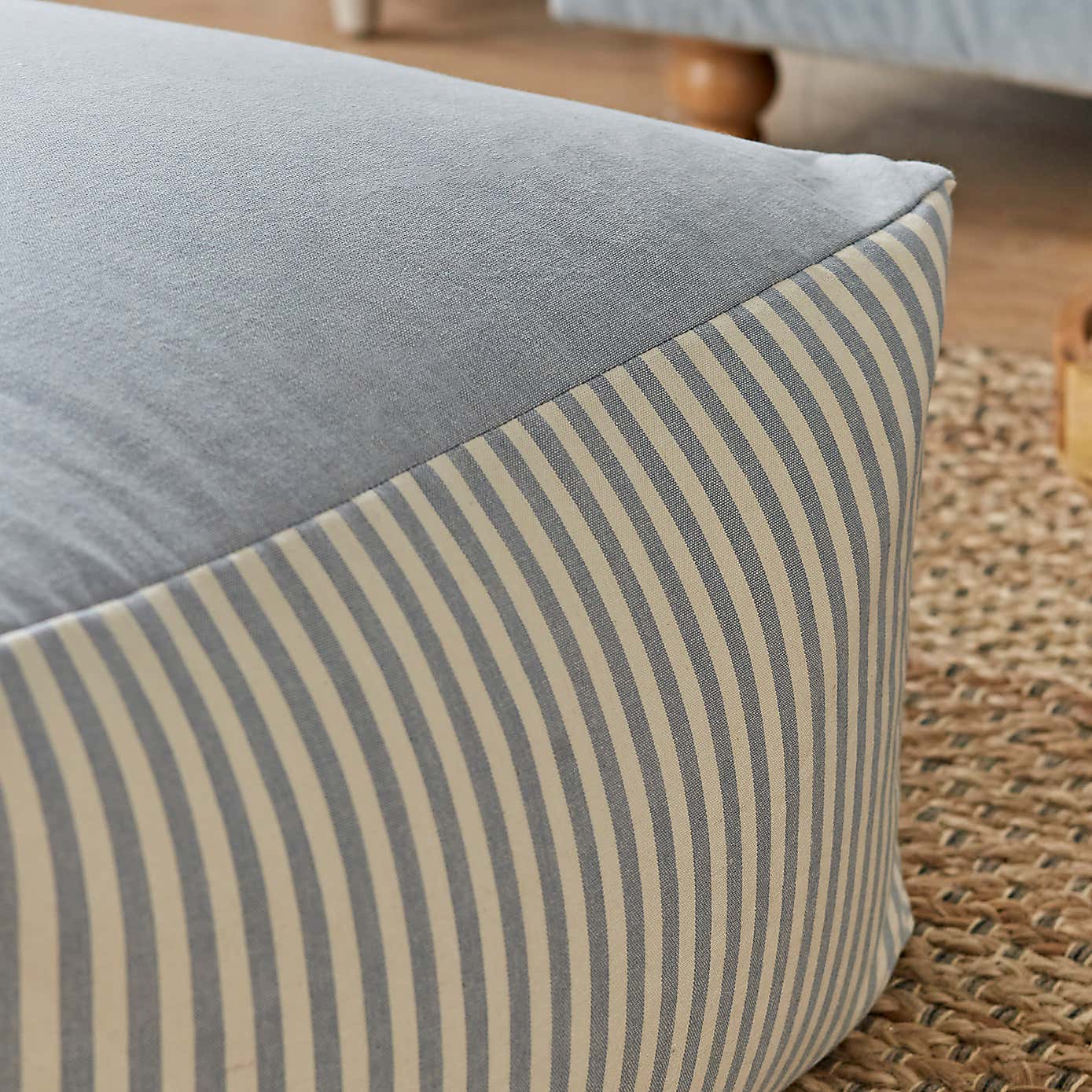 Linford Stripe Large Cotton Cube Pouffe