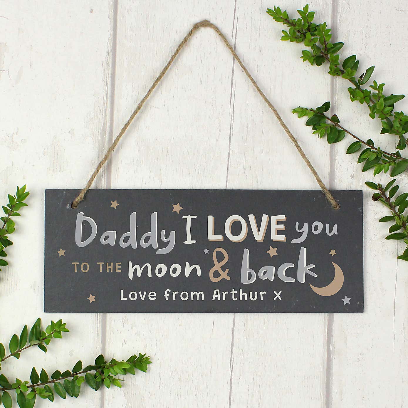Personalised To the Moon and Back Hanging Slate Plaque